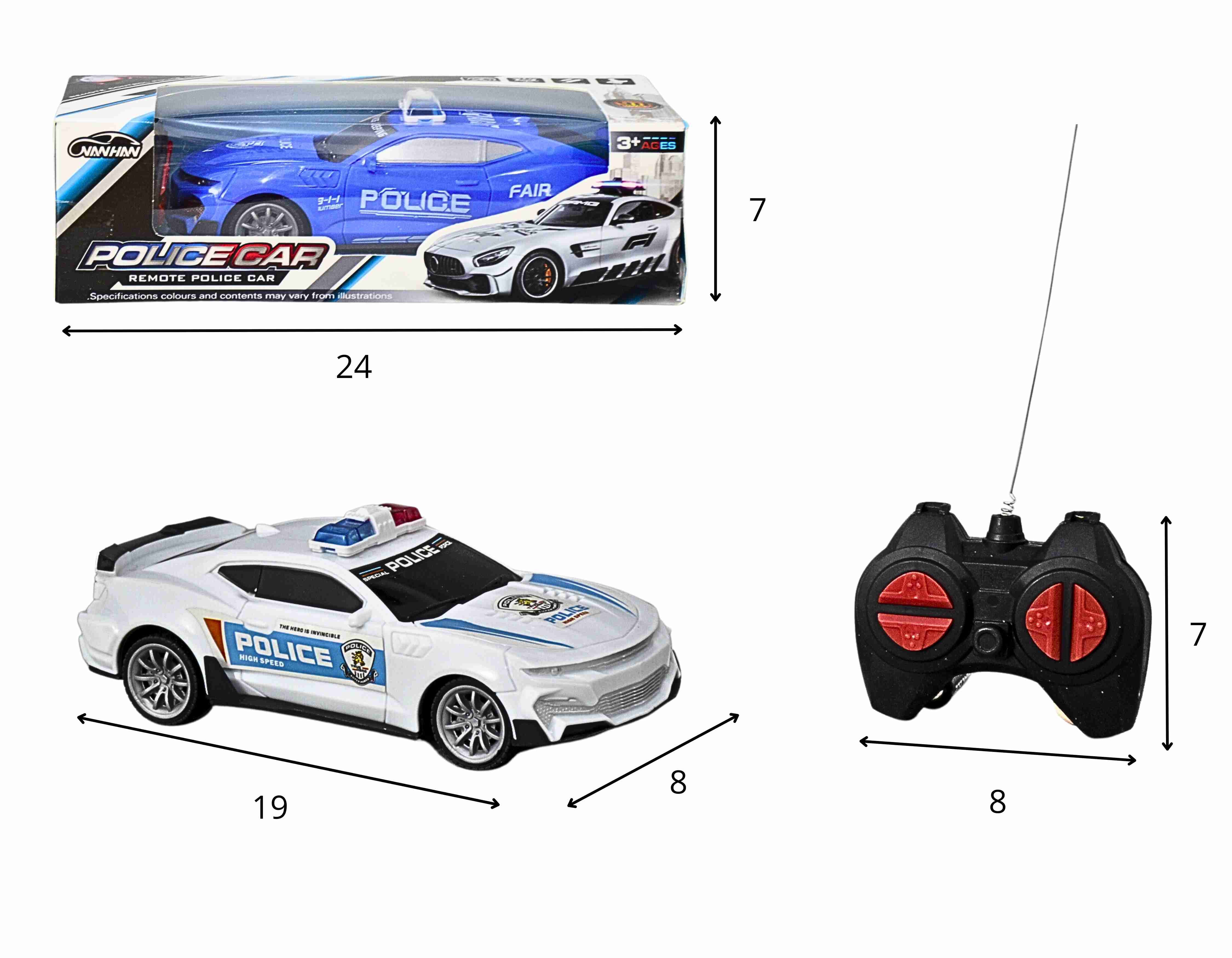F - CARRO DE CONTROLE TOTAL POLICE CAR COM ILUMINAÇÃO 