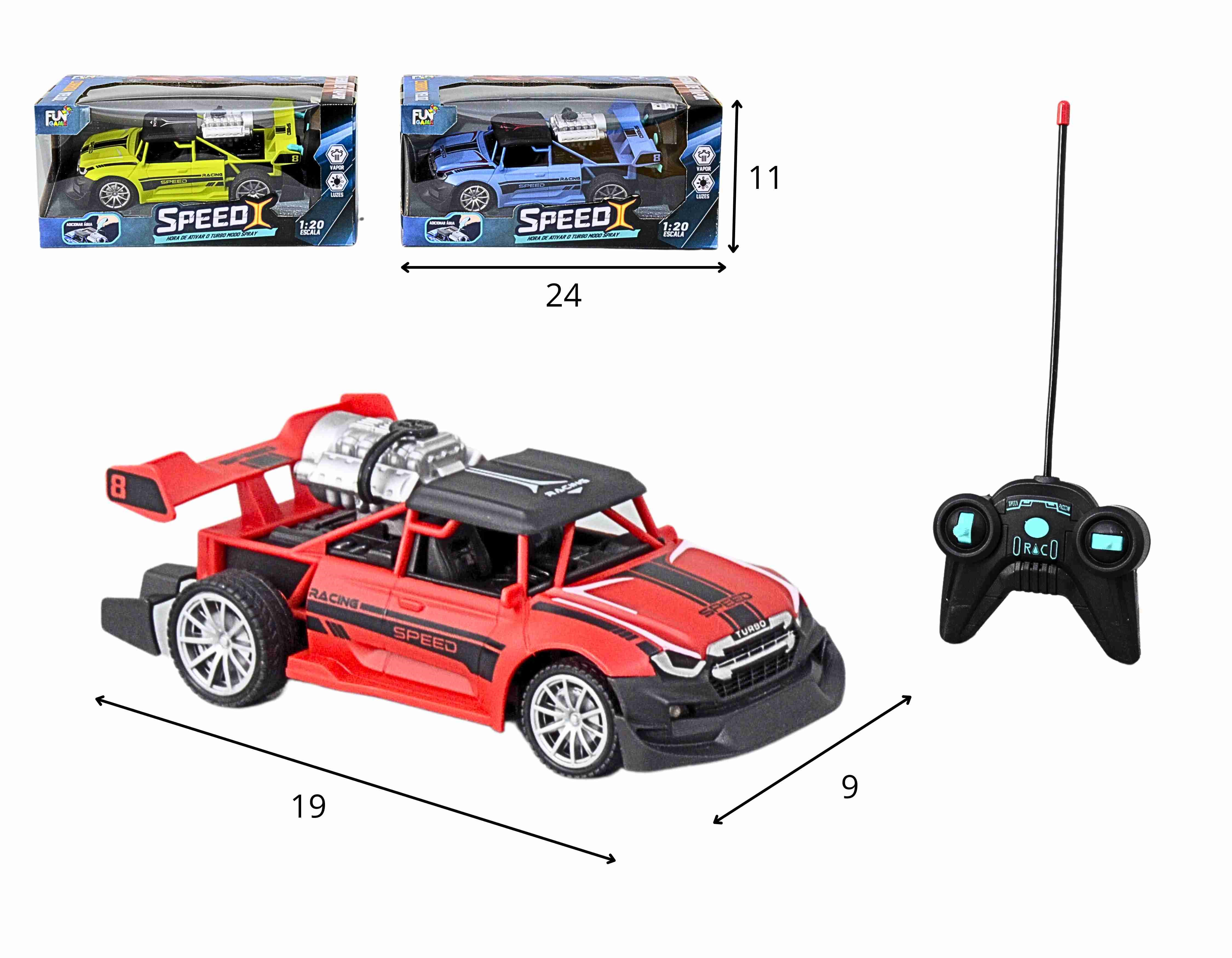 F - CARRO DE CONTROLE TOTAL QUE SOLTA FUMACA PELA TURBINA COM CORES VARIADAS