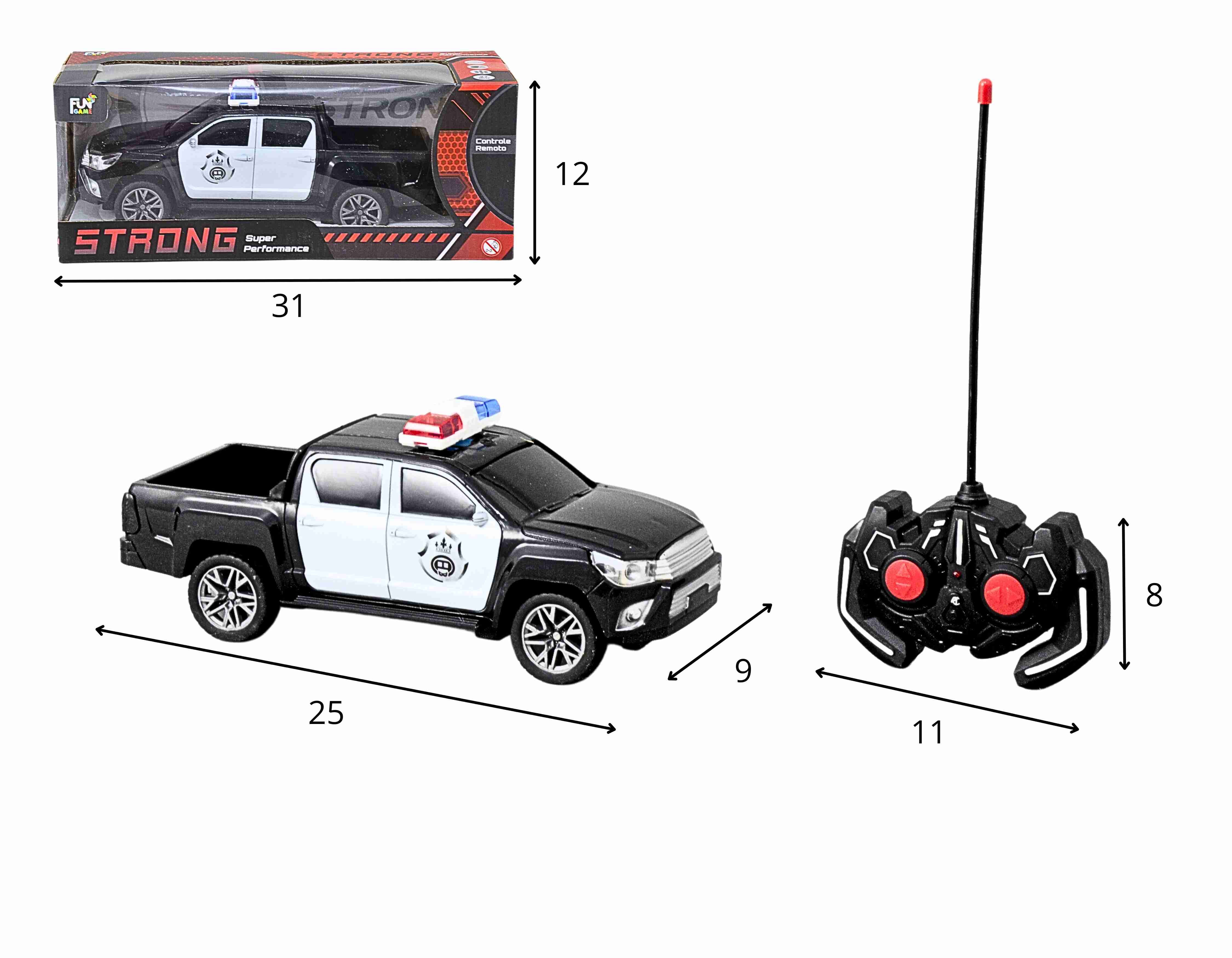 F - CARRO PICKUP DE CONTROLE TOTAL POLICE COM ILUMINAÇÃO (GRANDE)