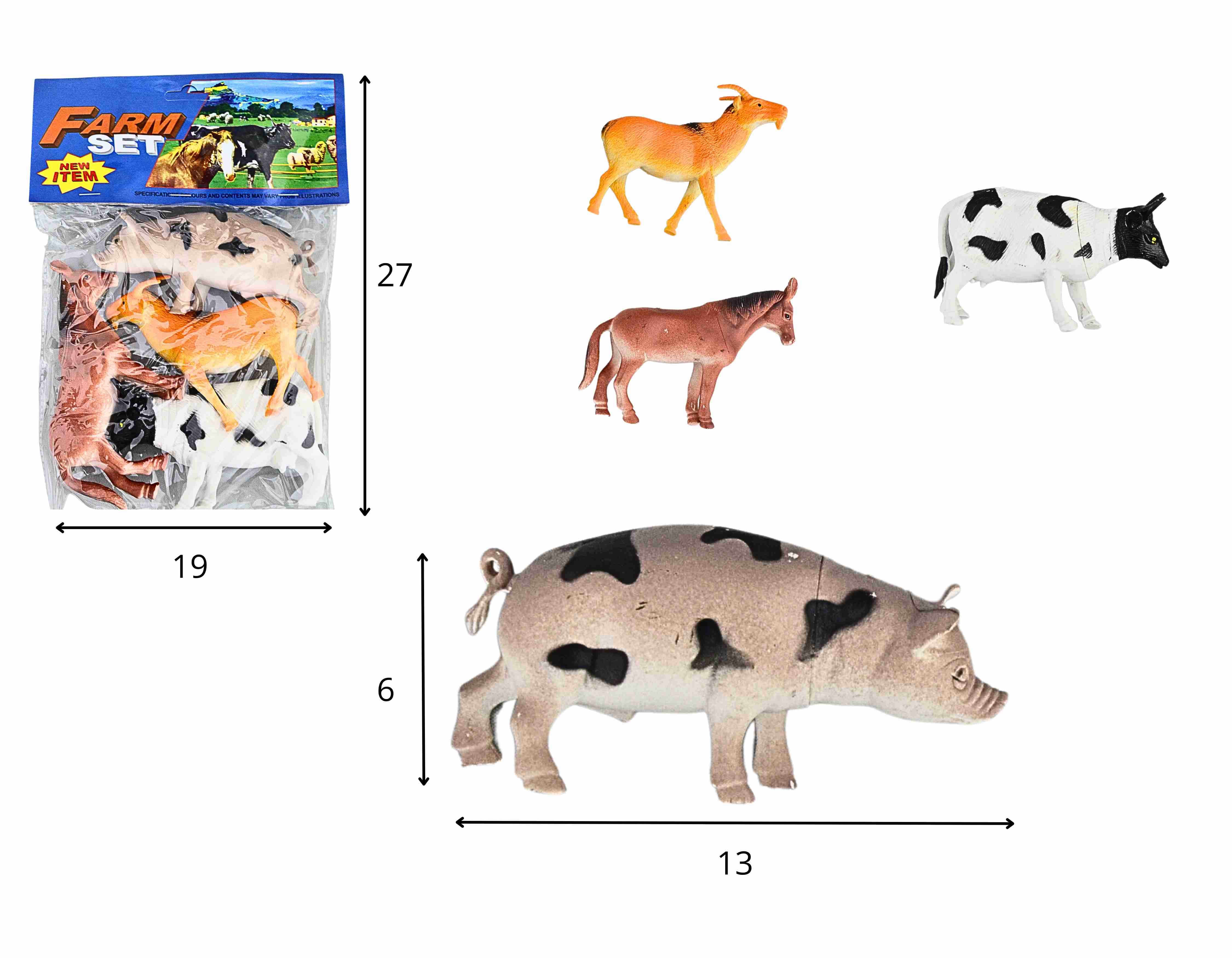 A - KIT ANIMAIS DA FAZENDA MÉDIO PVC NA SOLAPA COM 4 ANIMAIS VARIADOS (PRODUTO EMBORRACHADO)