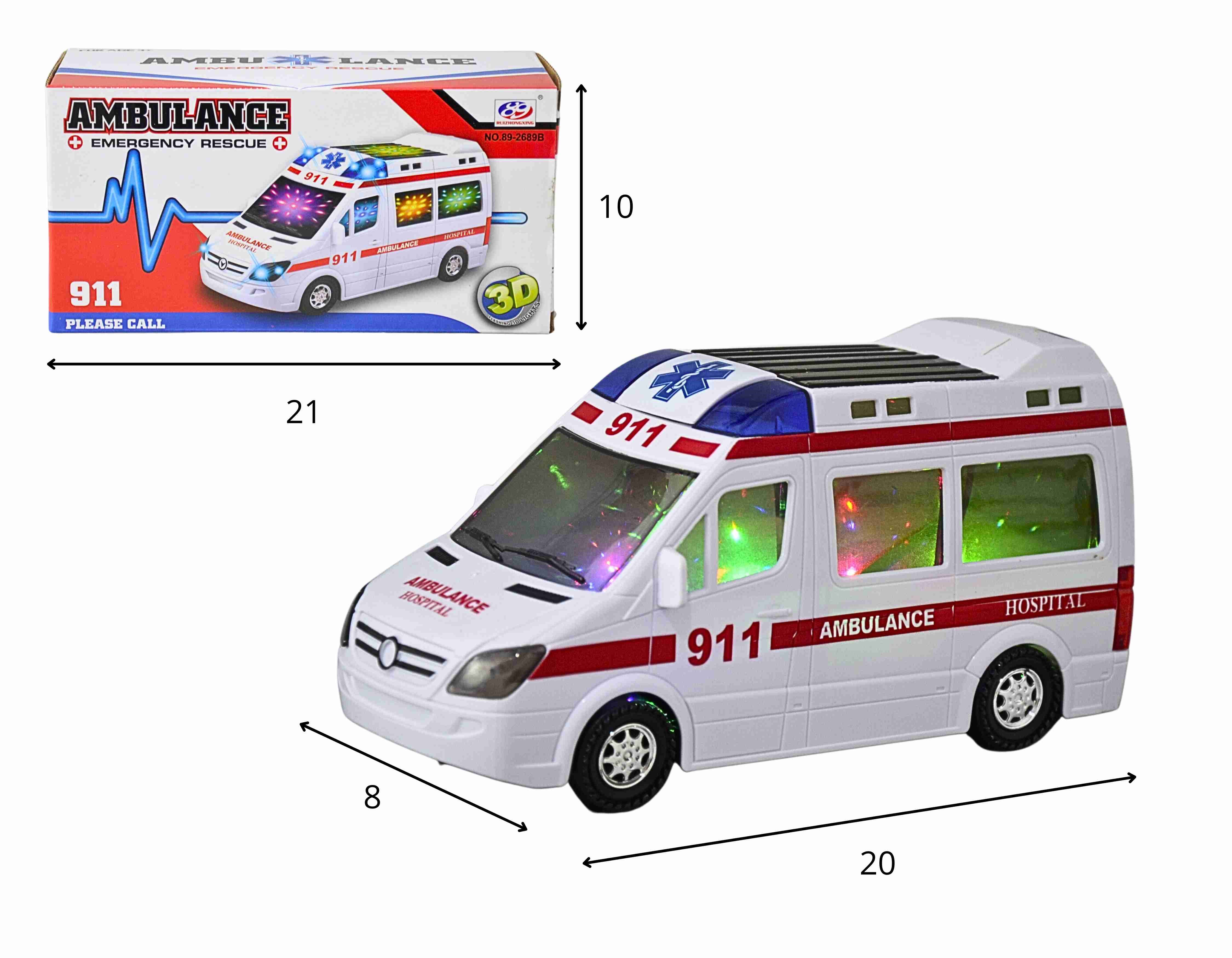 D - AMBULANCIA BATE E VOLTA A PILHA COM SOM E ILUMINAÇÃO