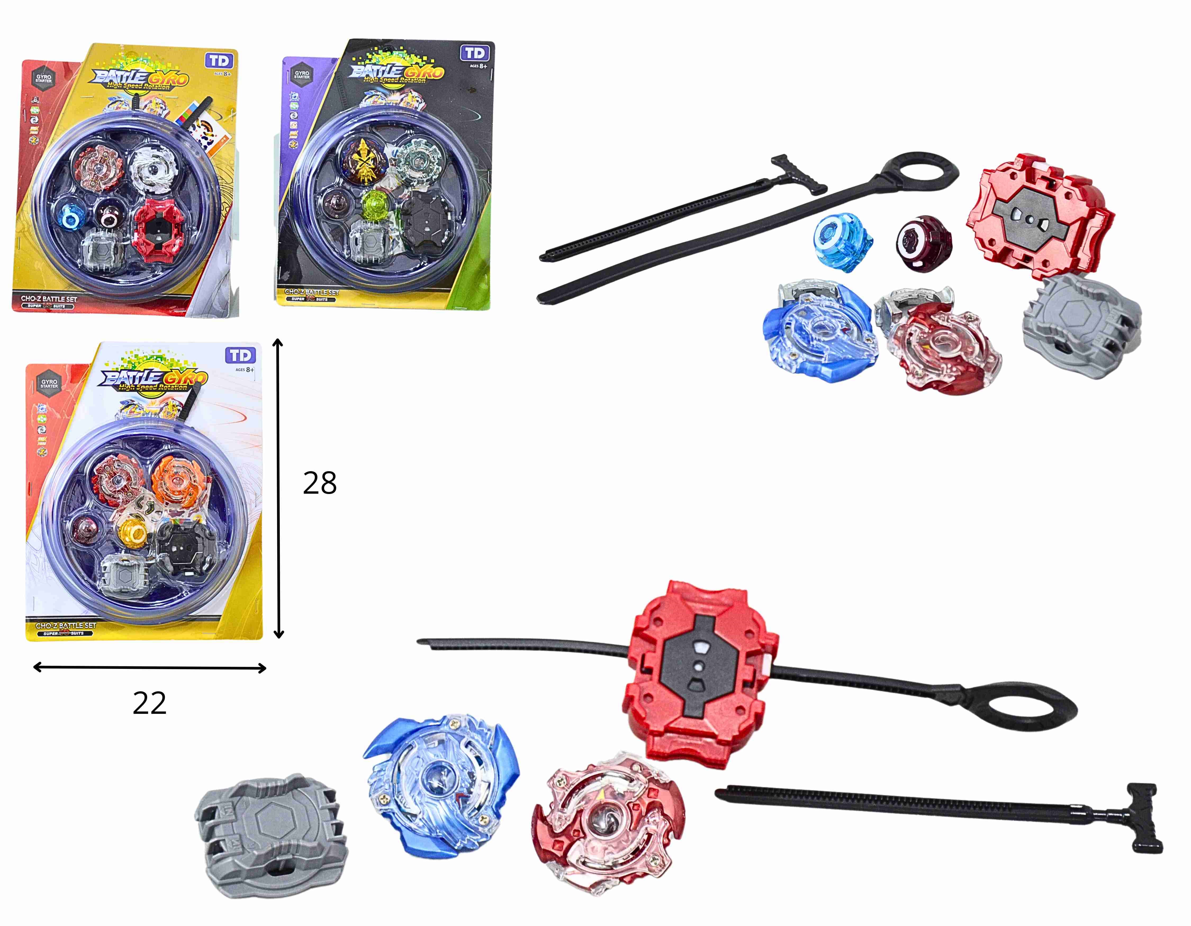 B - BEYBLADE DE METAL COM LUZ (KIT COM 2 BEYBLADE, 2 LANCADOR E 1 ARENA)