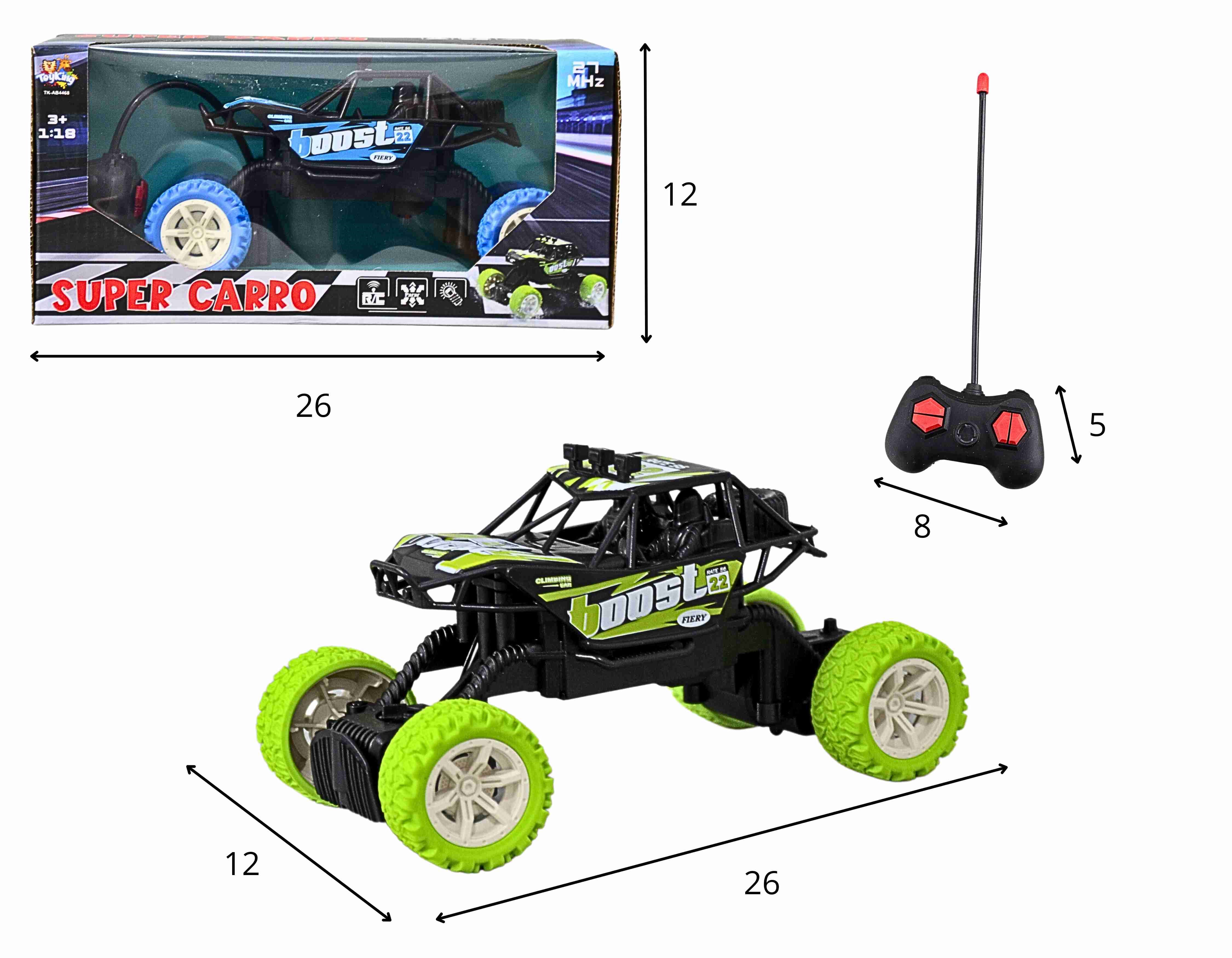 F - CARRO DE CONTROLE TOTAL BIG FOOT SUSPENSAO ELEVADA COM CORES VARIADAS