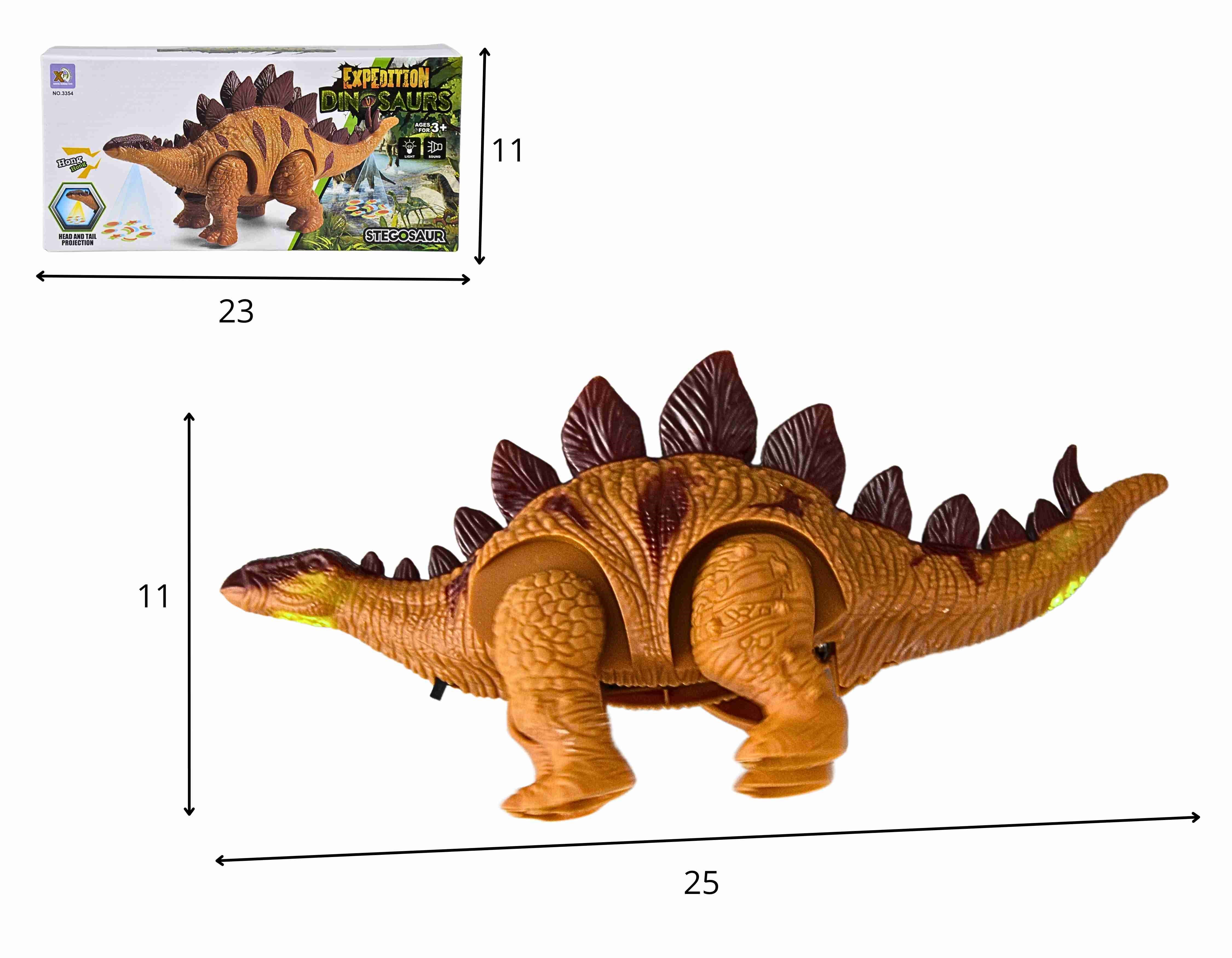 D - DINOSSAURO STEGOSAURUS Á PILHA COM SOM E ILUMINAÇÃO