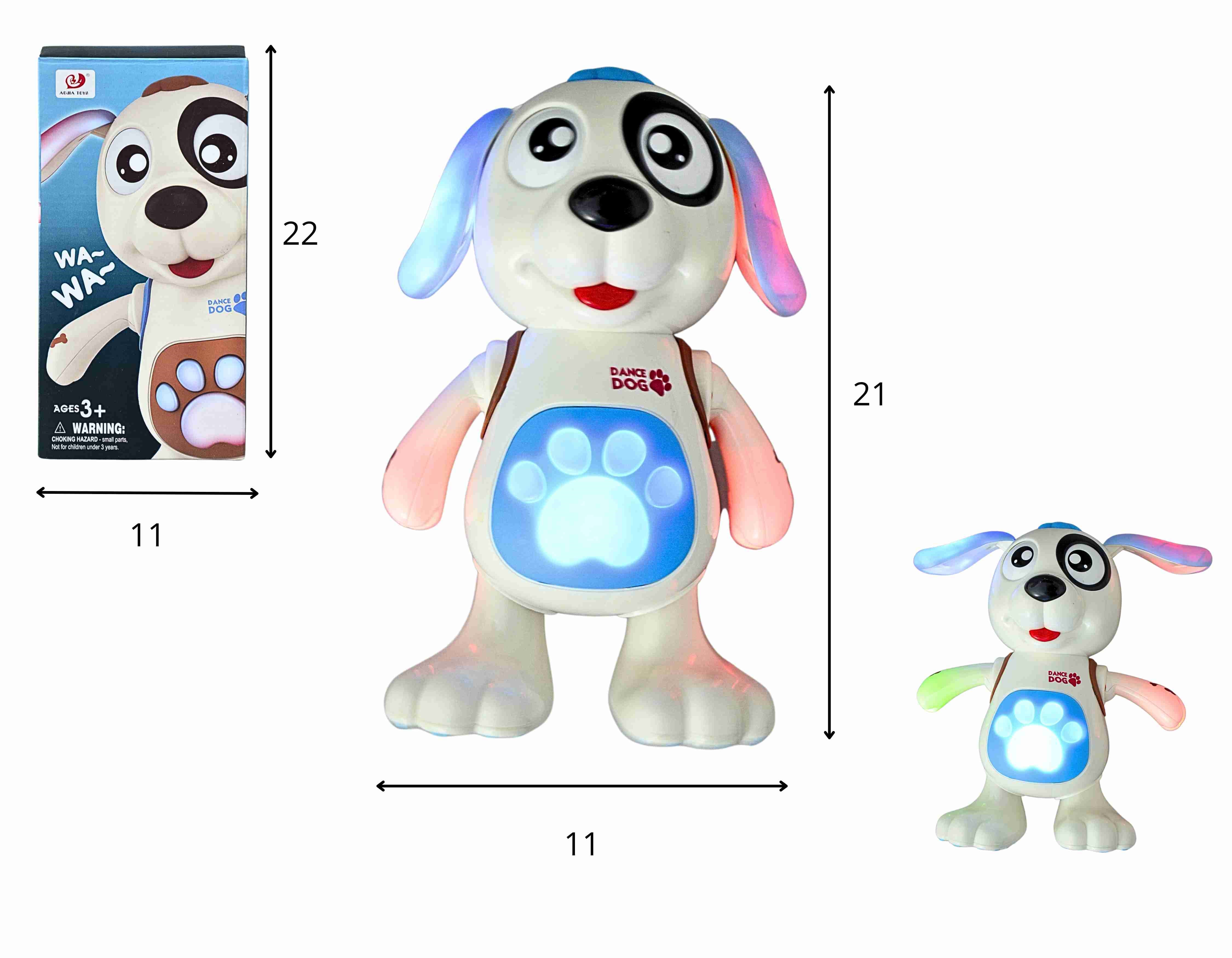 D - CACHORRO QUE DANCA A PILHA COM SOM E ILUMINACAO