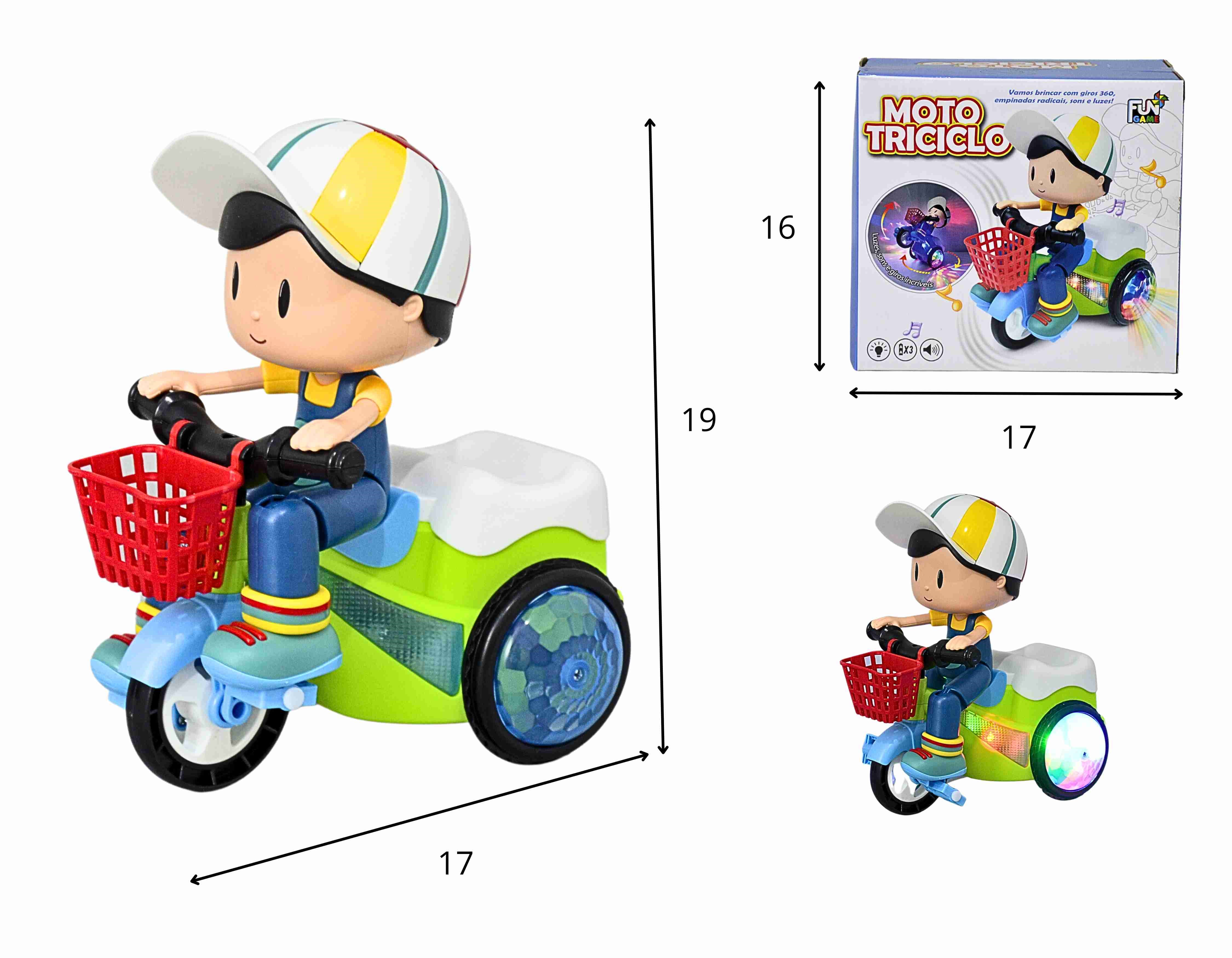 D - TRICICLO COM BONECO A PILHA COM SOM E ILUMINAÇÃO