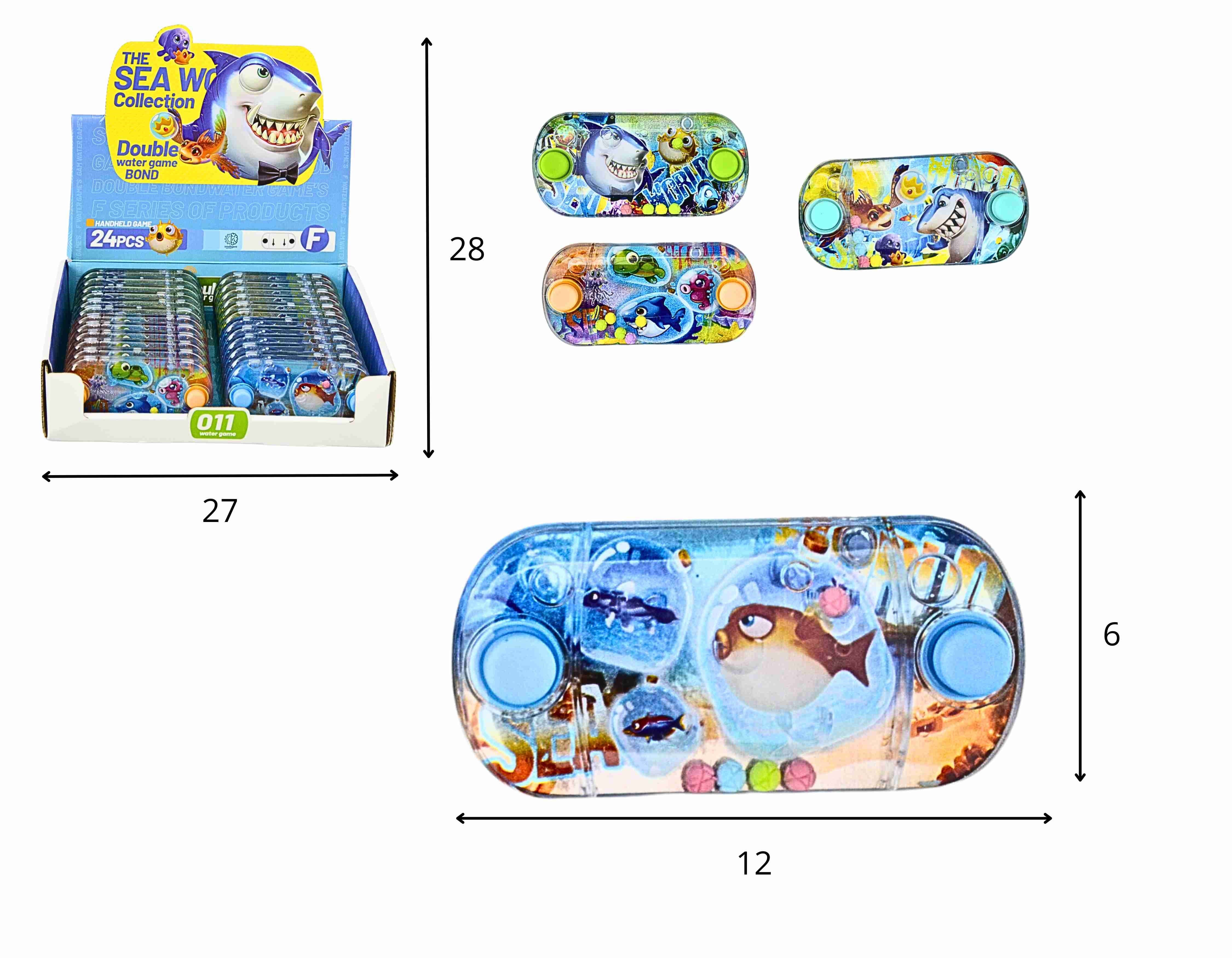 B - AQUAPLAY TEMA ANIMAIS MARINHOS DE ACRÍLICO COM MODELOS VARIADOS E ÁGUA DENTRO NO DISPLAY C/ 24 PCS