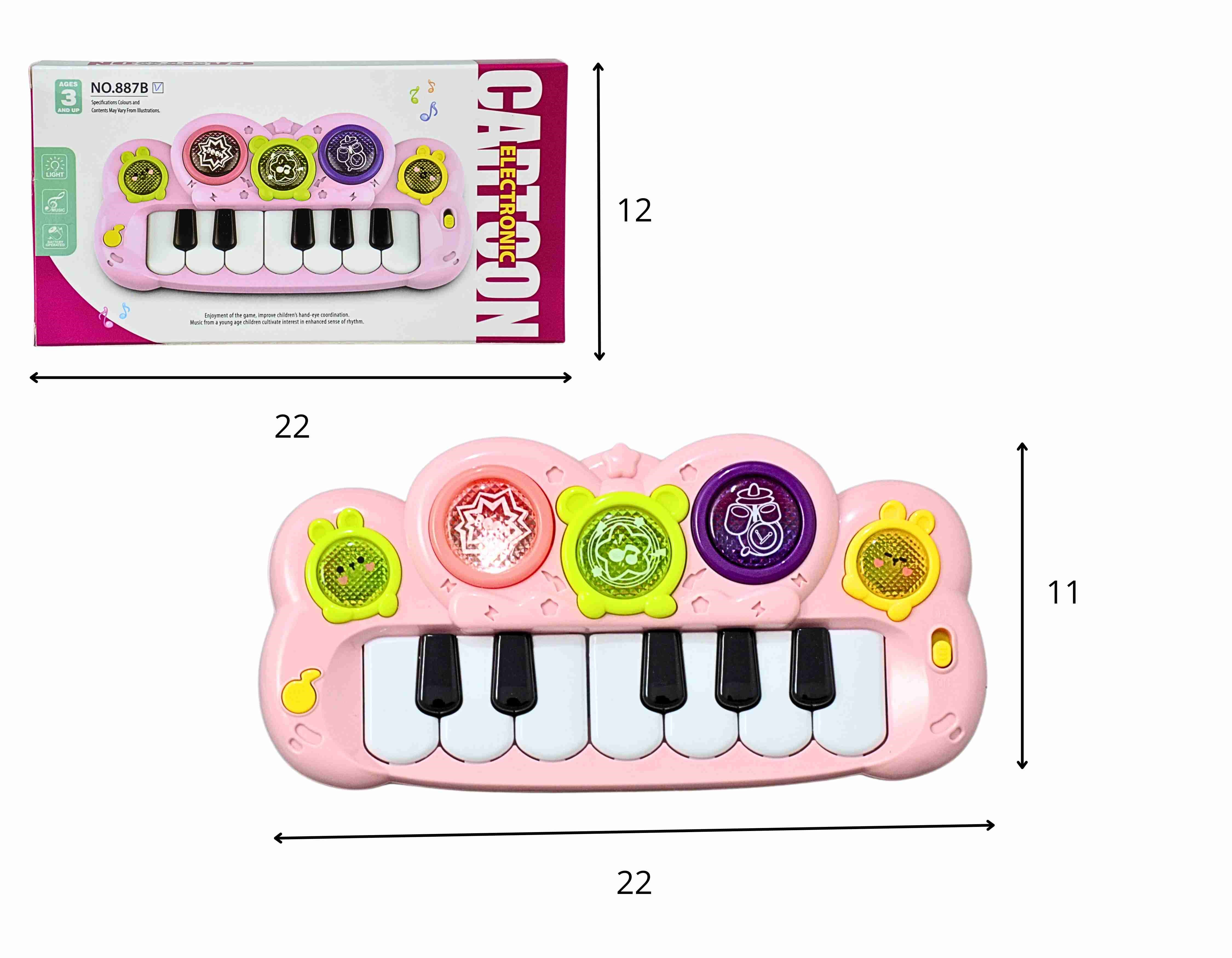 D - TECLADO MUSICAL FEMININO Á PILHA COM SOM E ILUMINACAO