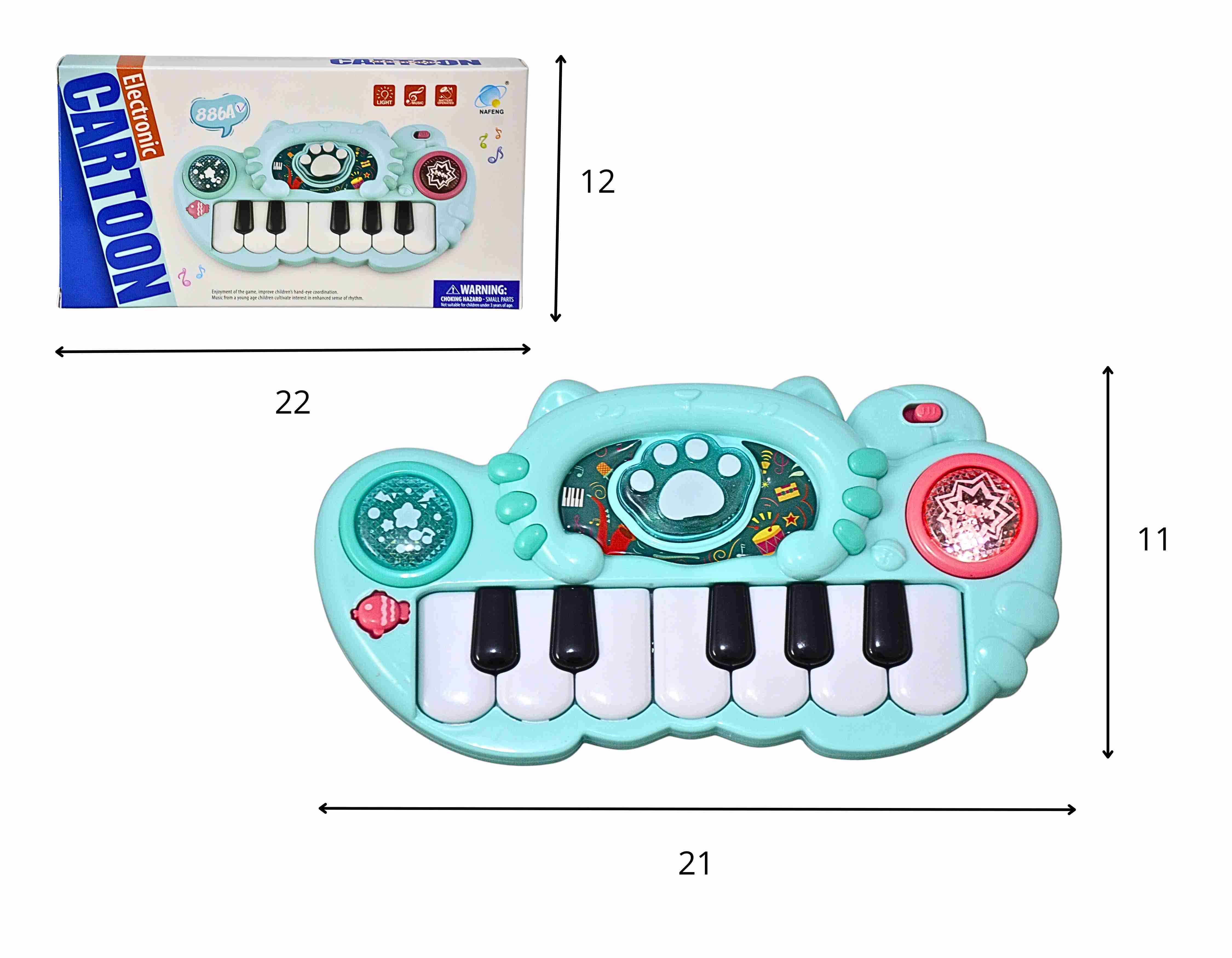D - TECLADO MUSICAL MASCULINO Á PILHA COM SOM E ILUMINACAO
