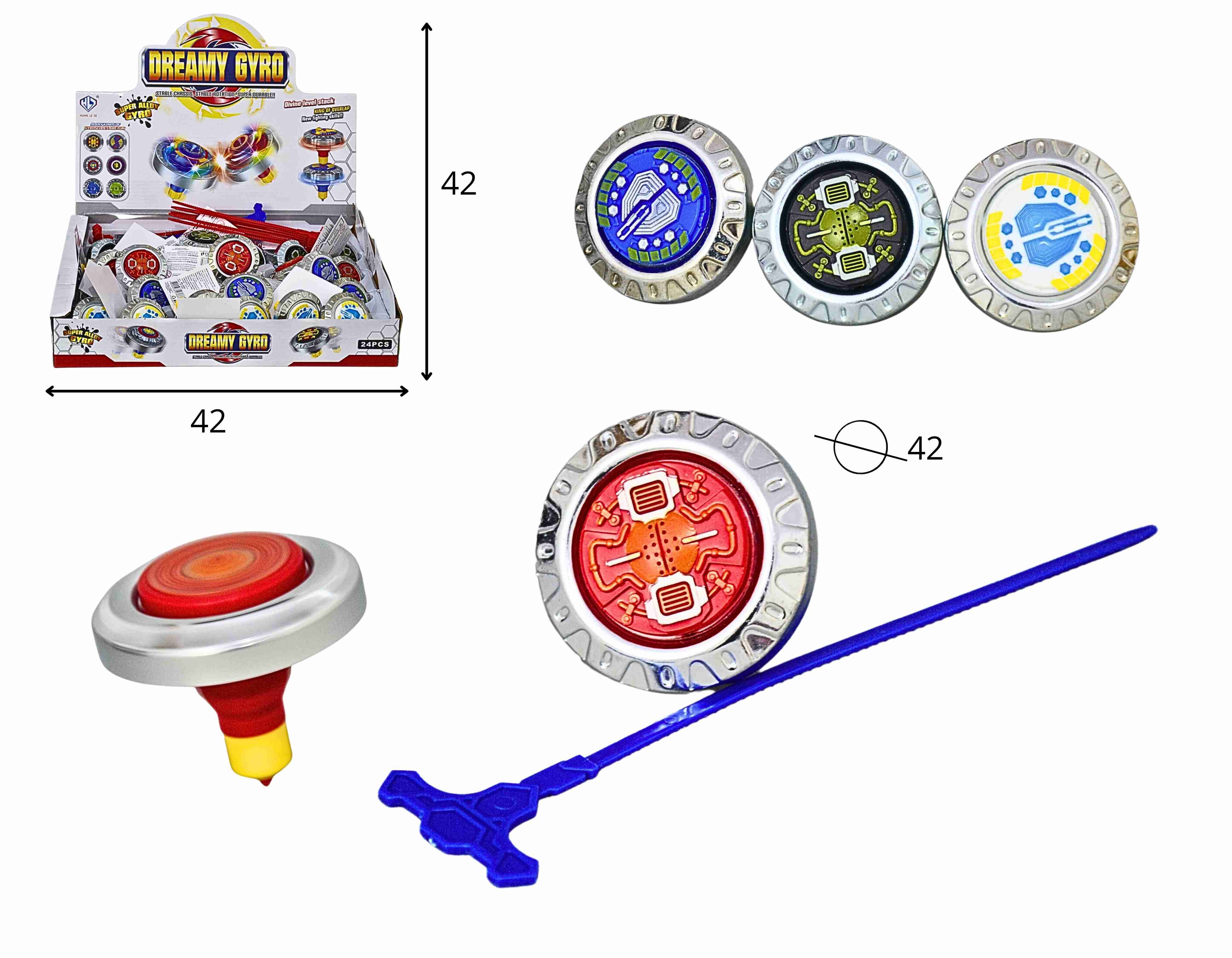 B - BEYBLADE DE METAL NO DISPLAY C/ 24 PCS E CORES VARIADAS