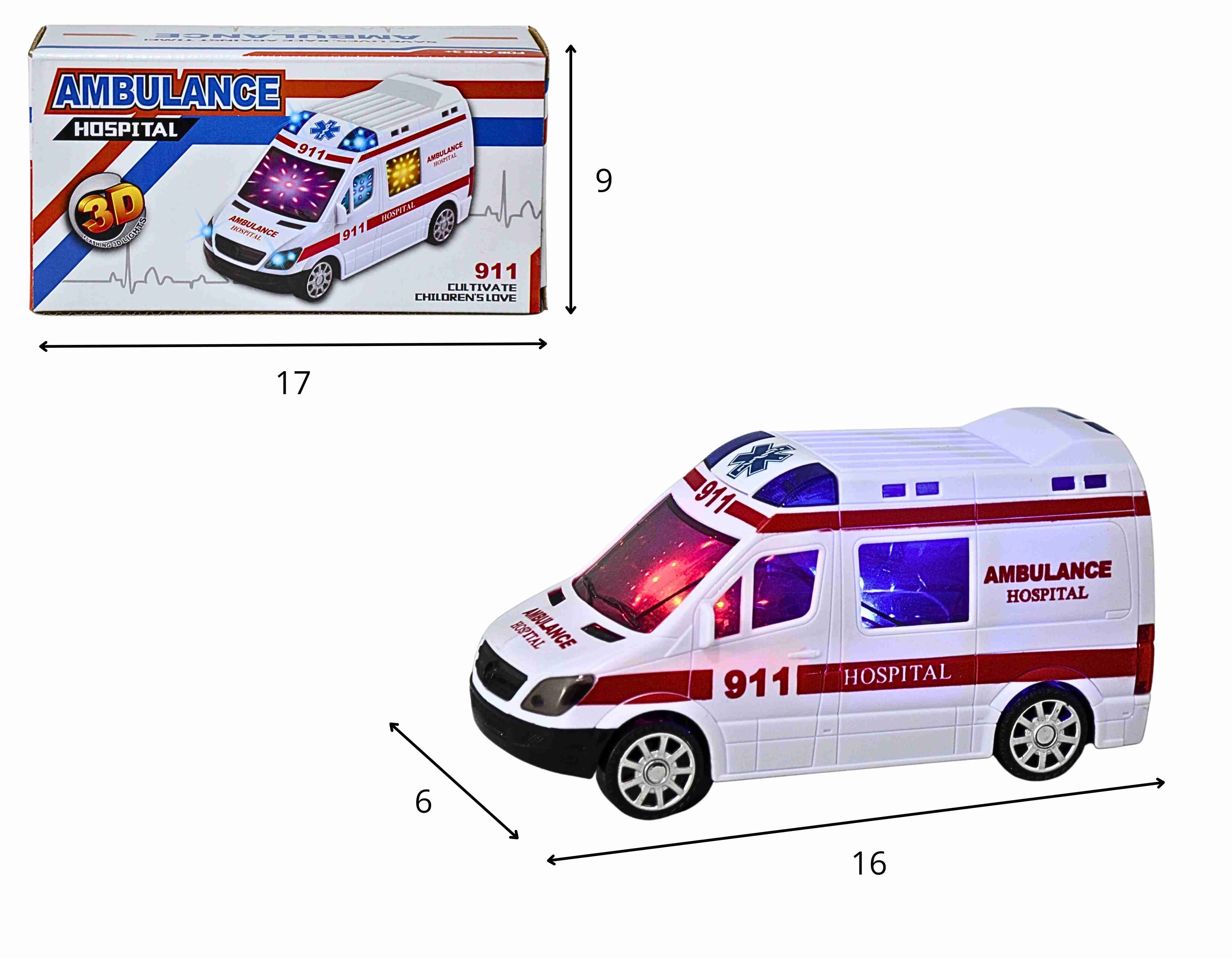 D - AMBULANCIA BATE E VOLTA A PILHA COM SOM E ILUMINAÇÃO