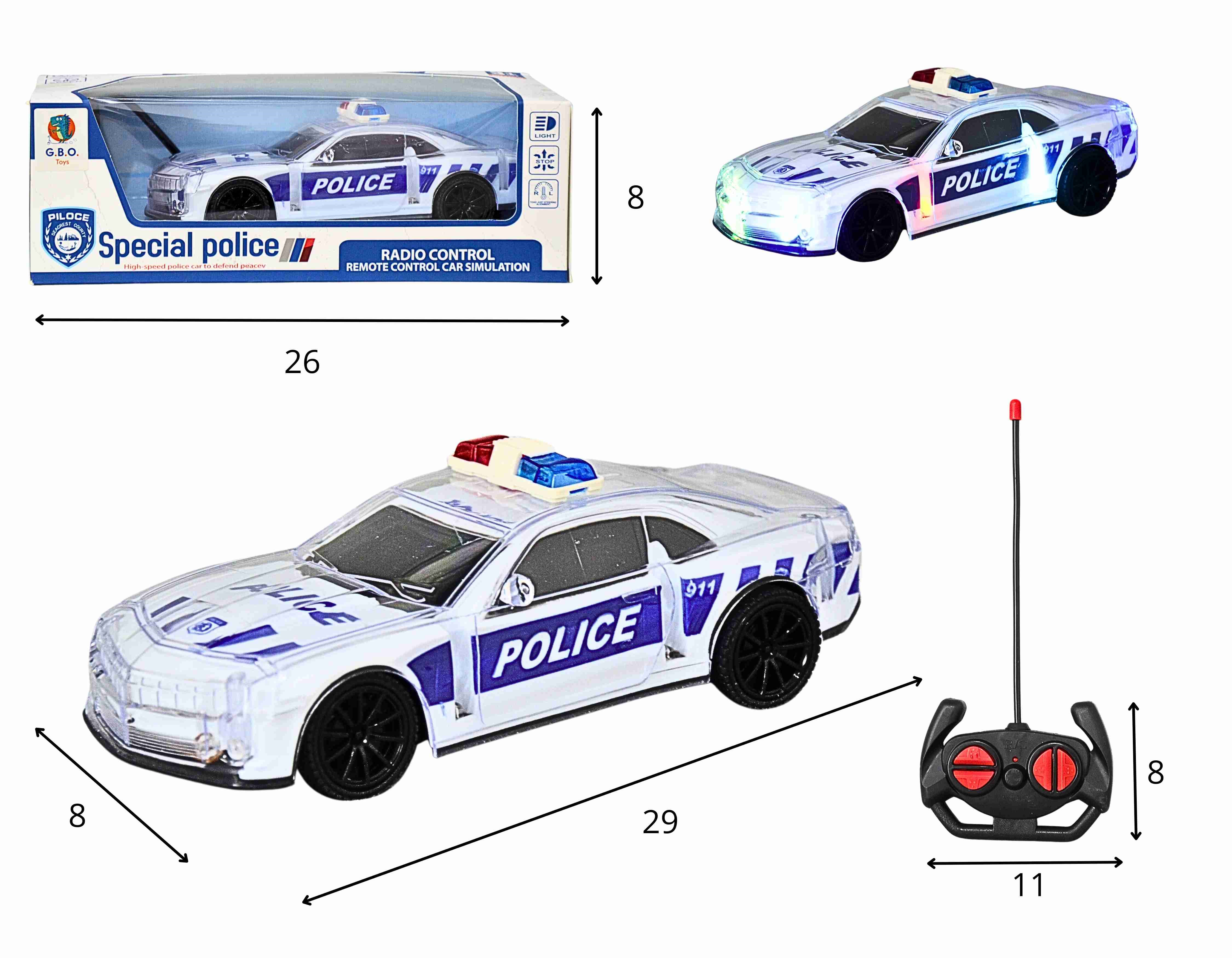 F - CARRO DE CONTROLE TOTAL POLICIA COM ILUMINAÇÃO