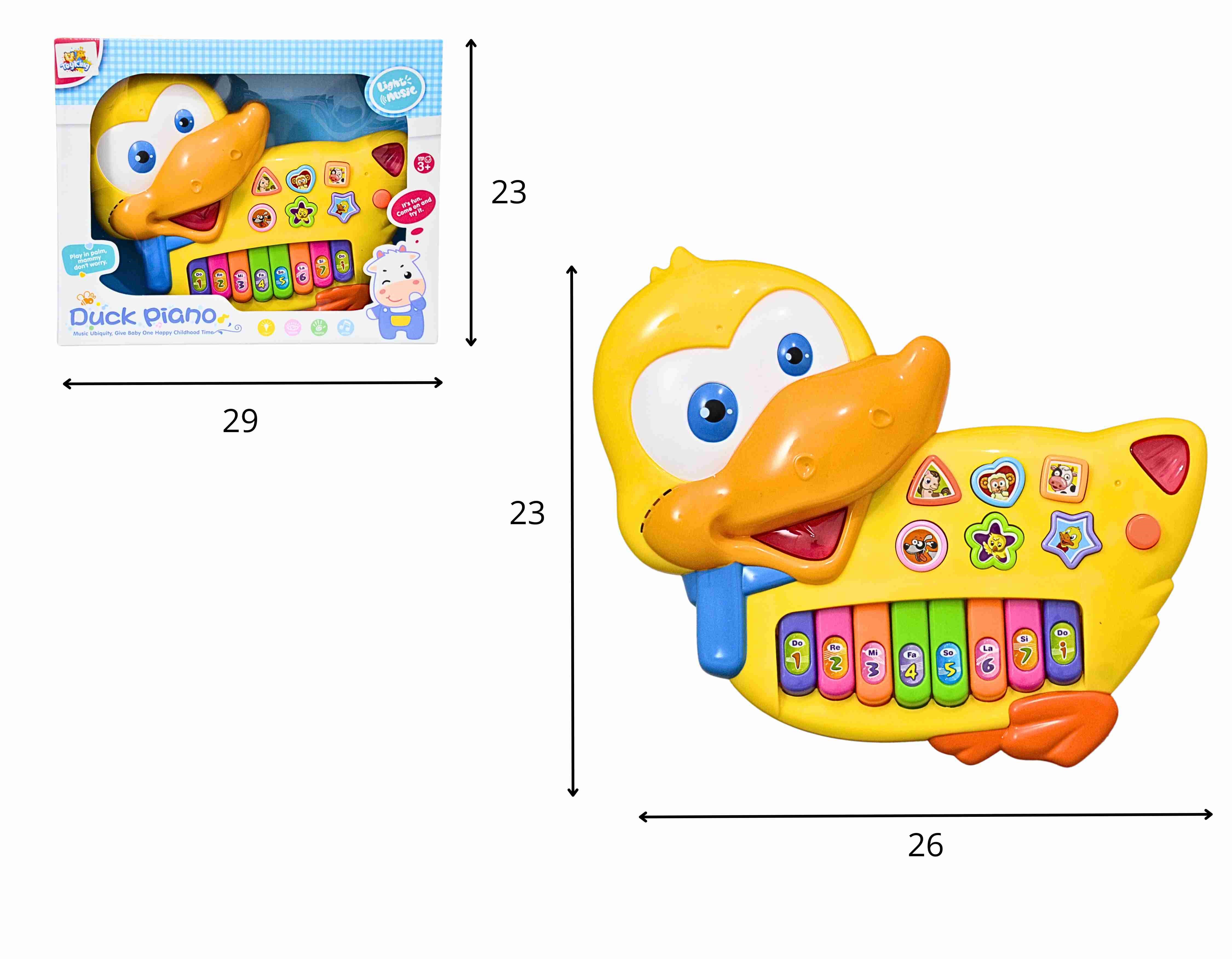 D - PIANO MUSICAL PATO Á PILHA COM SOM E ILUMINACAO(GRANDE)