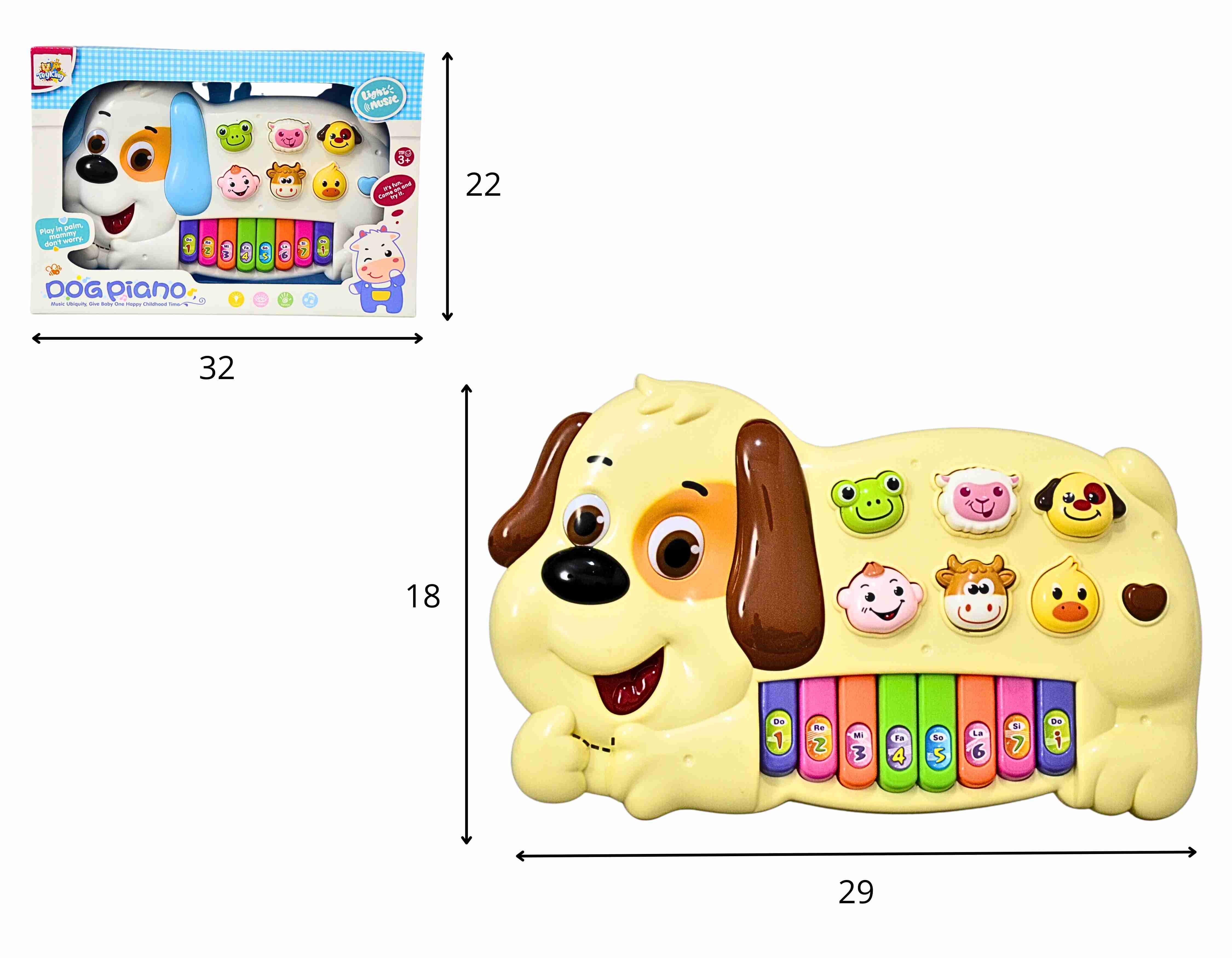 D - PIANO MUSICAL CACHORRO Á PILHA COM SOM E ILUMINACAO(GRANDE)