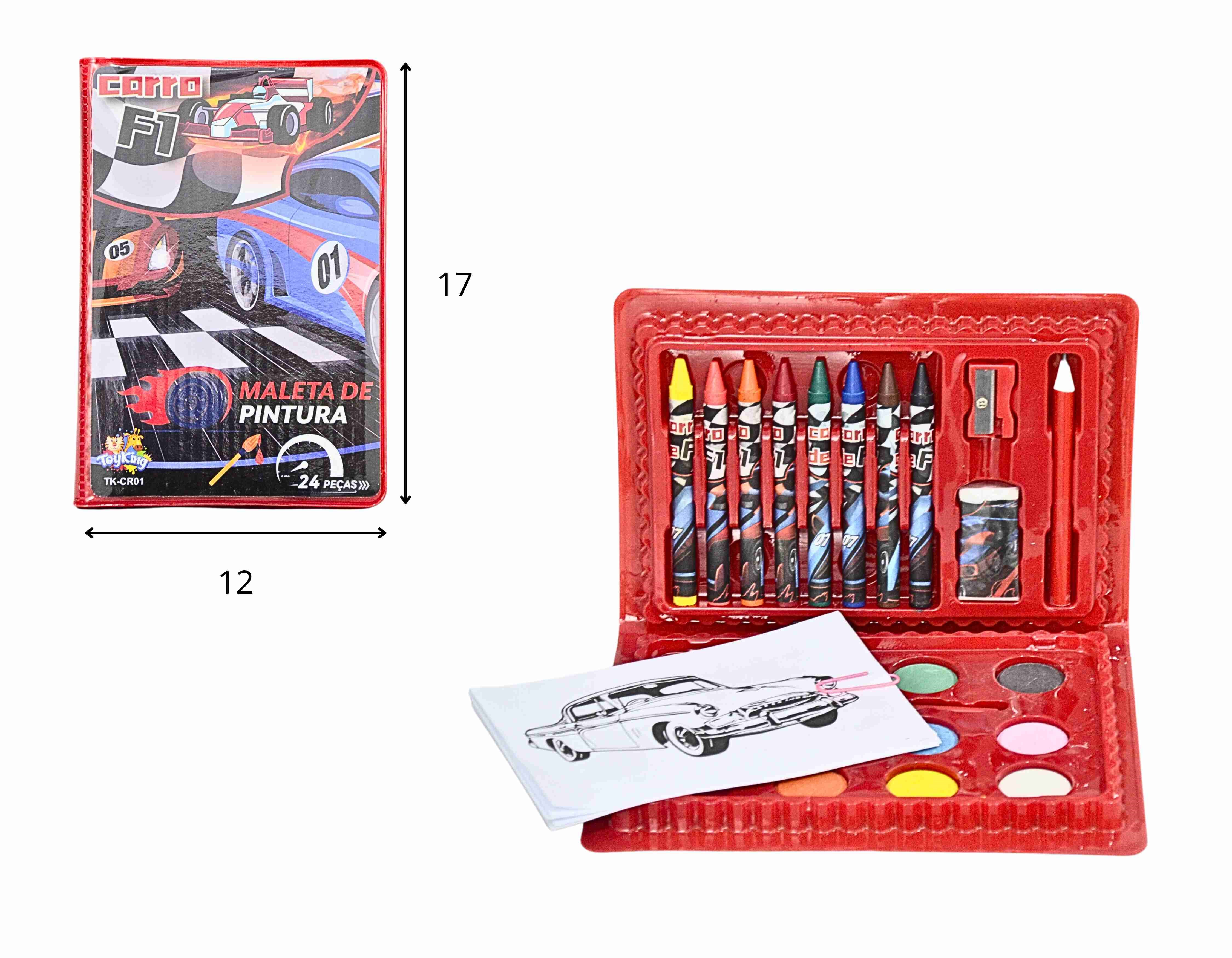 B - ESTOJO ESCOLAR CARRO F1 COM 24 PEÇAS