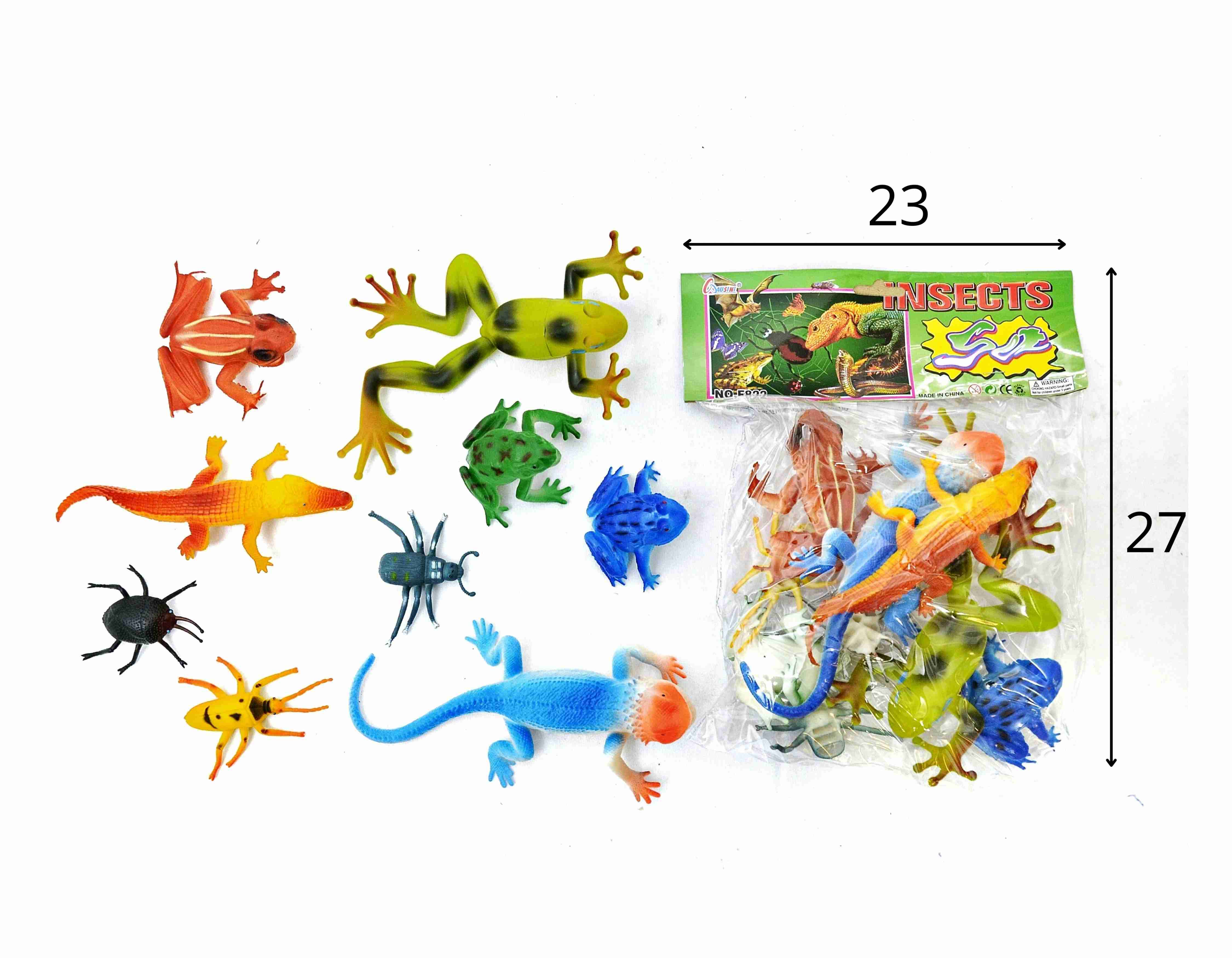 A - KIT ANIMAIS INSETOS/RÉPTEIS GRANDE (PVC) NA SOLAPA (CAIXA FECHADA R$ 22,39 + FT -> 12 PEÇAS)