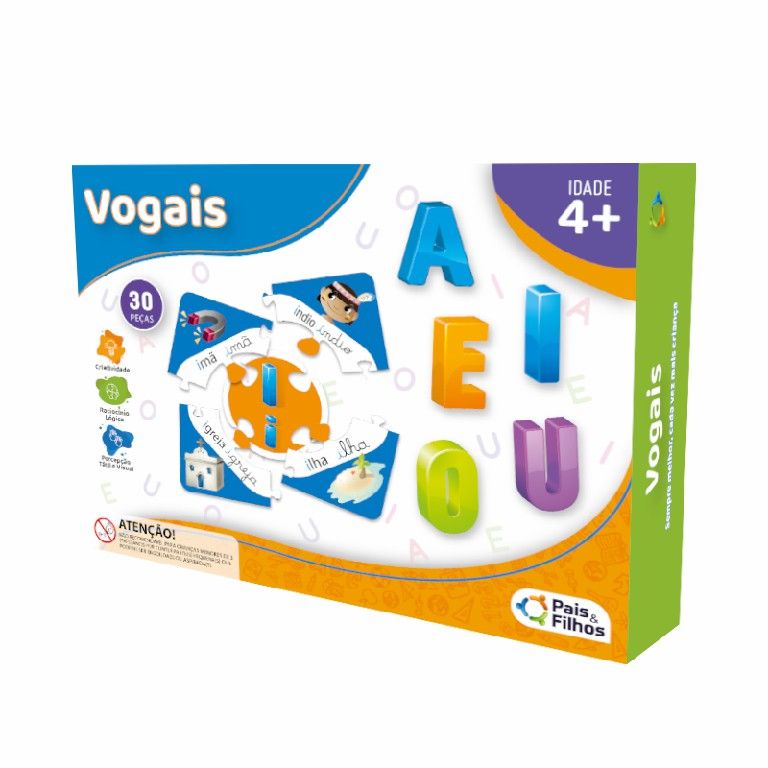 X - JOGO BRINCAR DE APRENDER VOGAIS COM 30 PECAS
