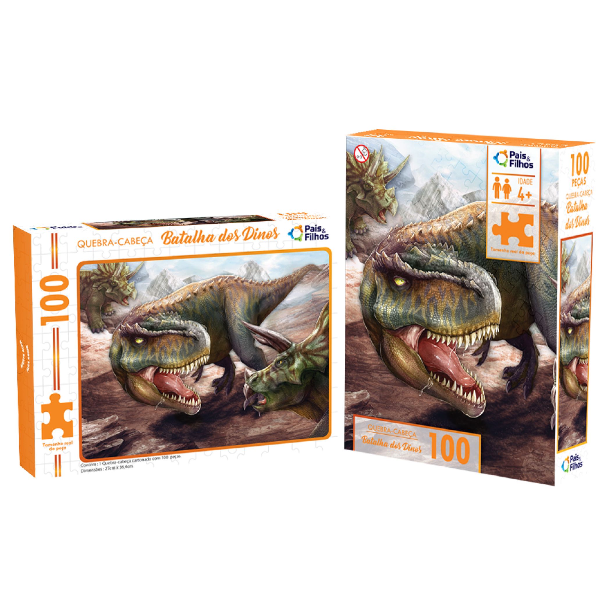 X - QUEBRA CABECA DINOSSAURO BATALHA DOS DINOS C 100 PECAS