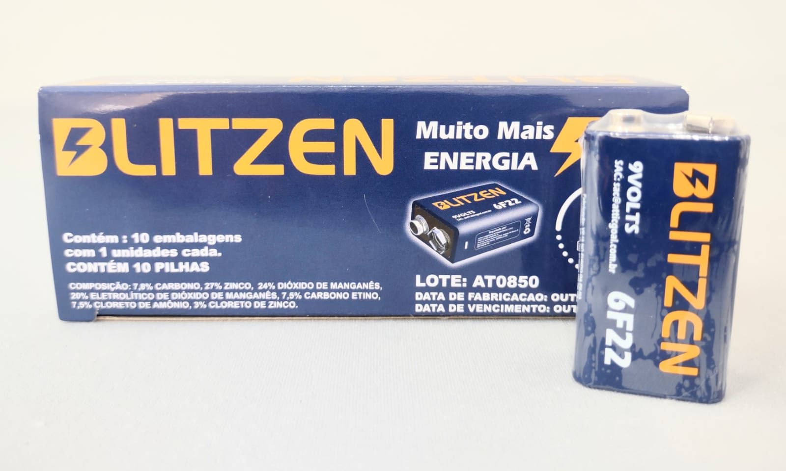 A - PILHA 9 VOLTS BOX COM 10 PILHAS