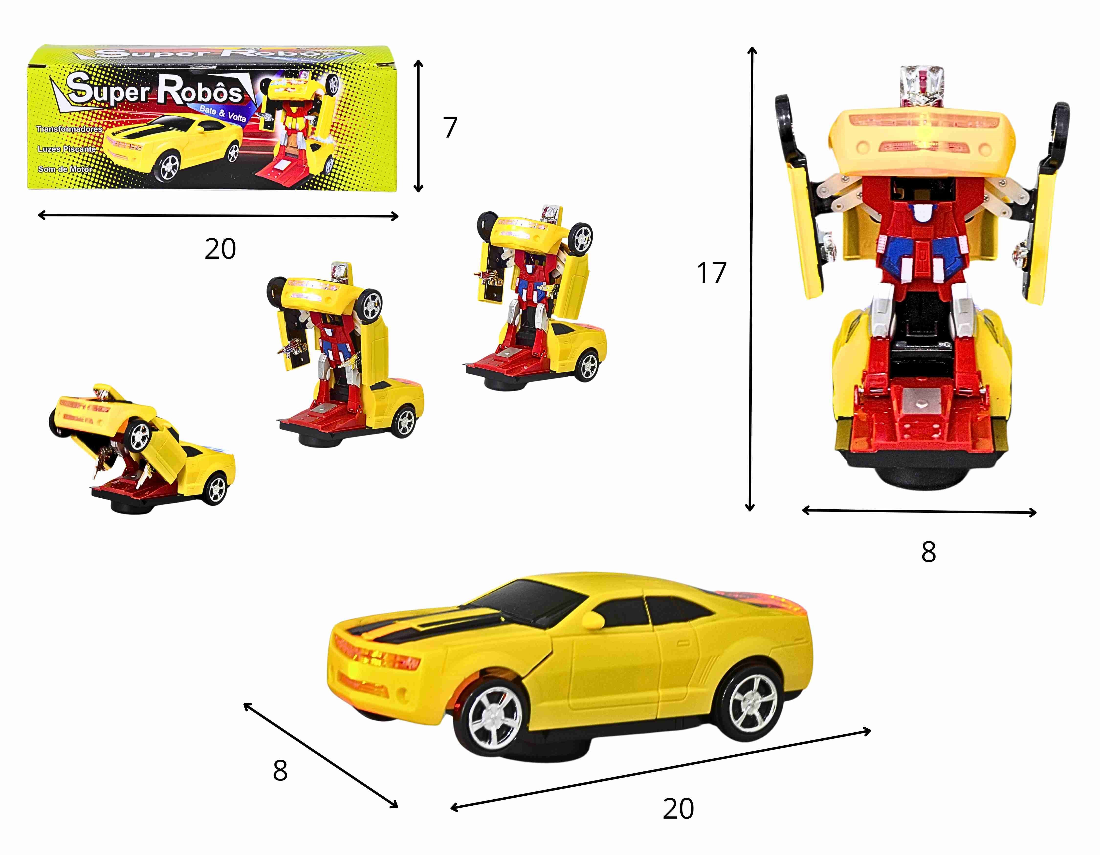 D - CARRO TRANSFORMERS Á PILHA COM SOM E ILUMINAÇÃO 