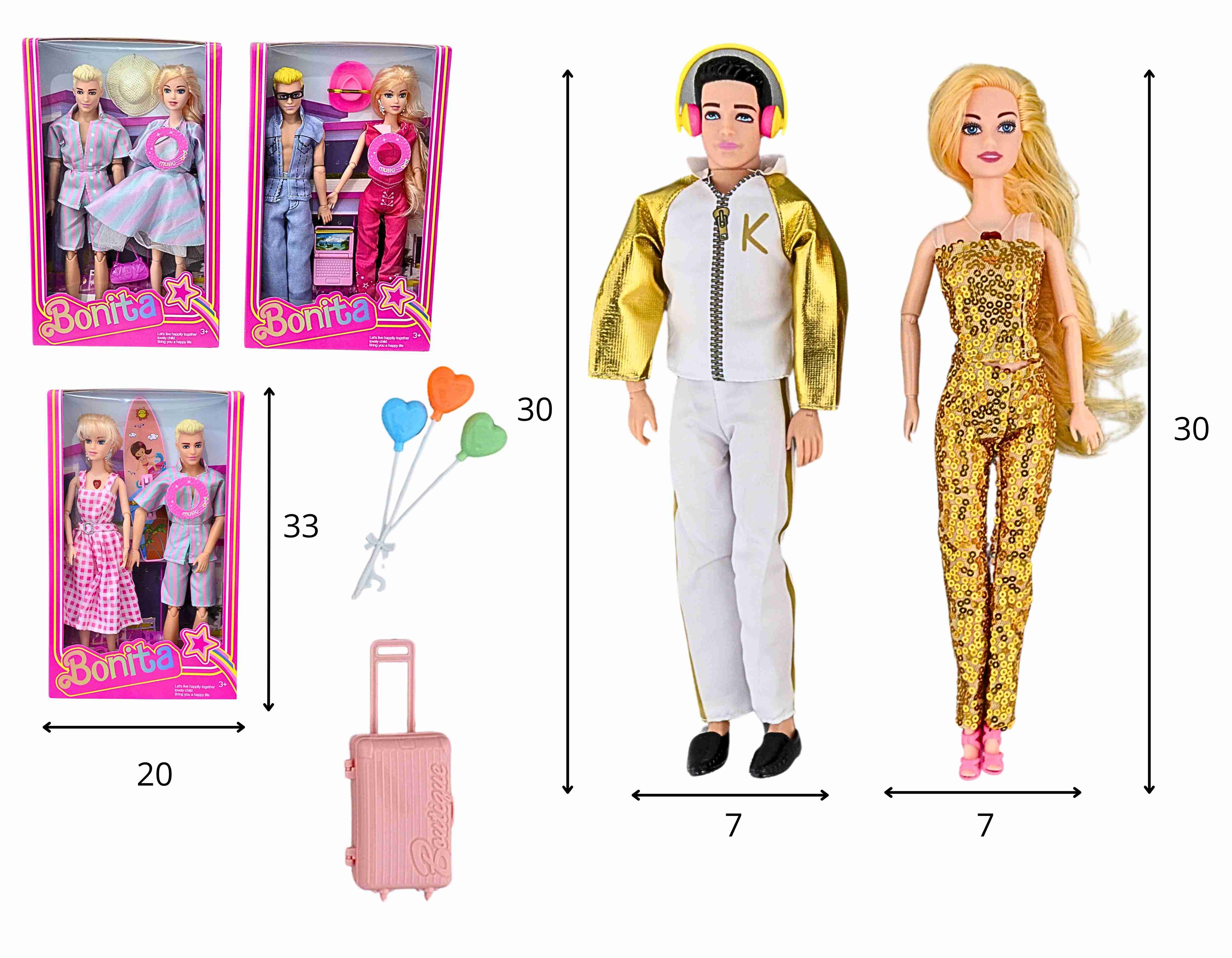 C - BONECA CASAL ARTICULADA COM SOM E ACESSÓRIOS