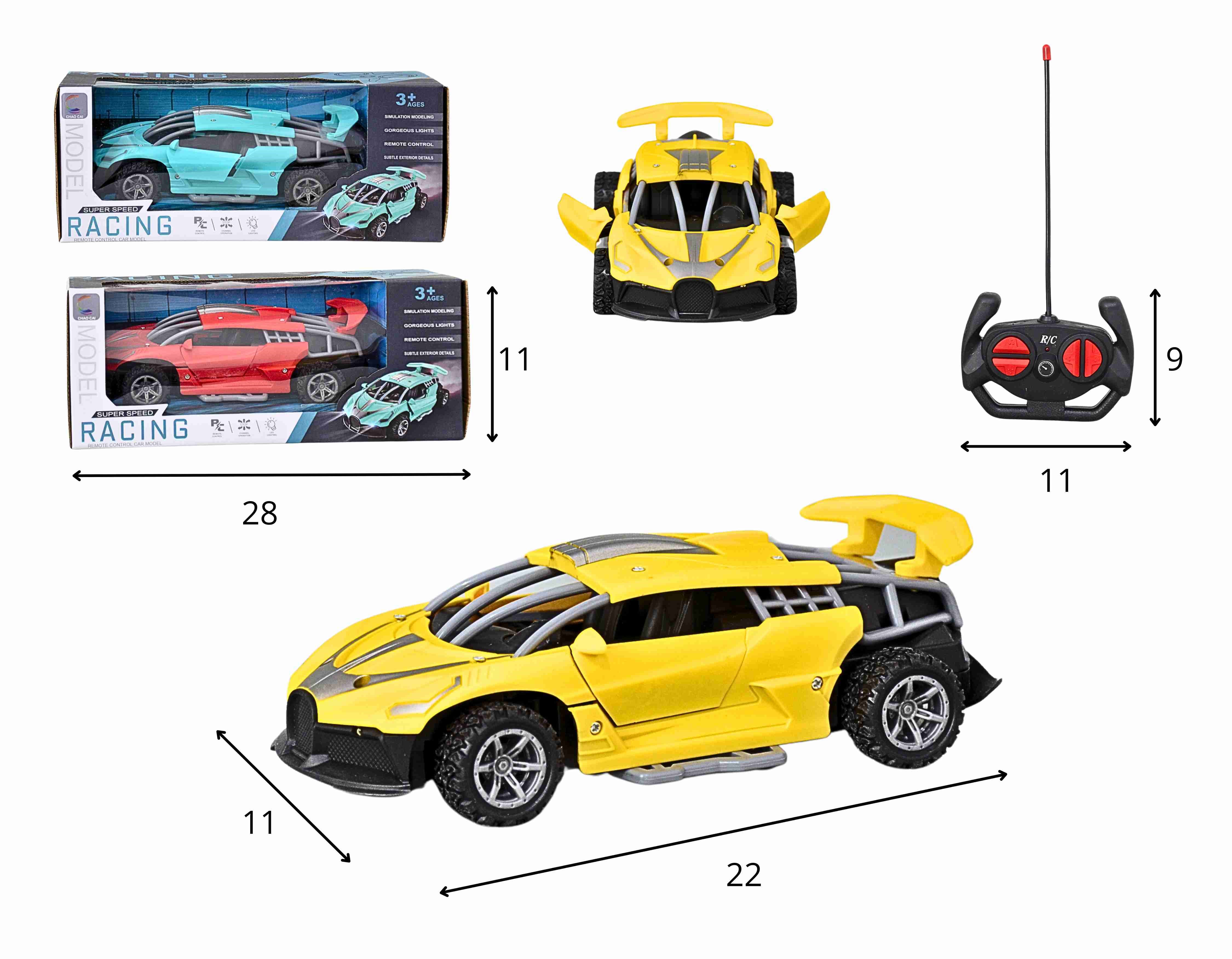 F - CARRO DE CONTROLE TOTAL QUE ABRE AS PORTAS COM CORES VARIADAS