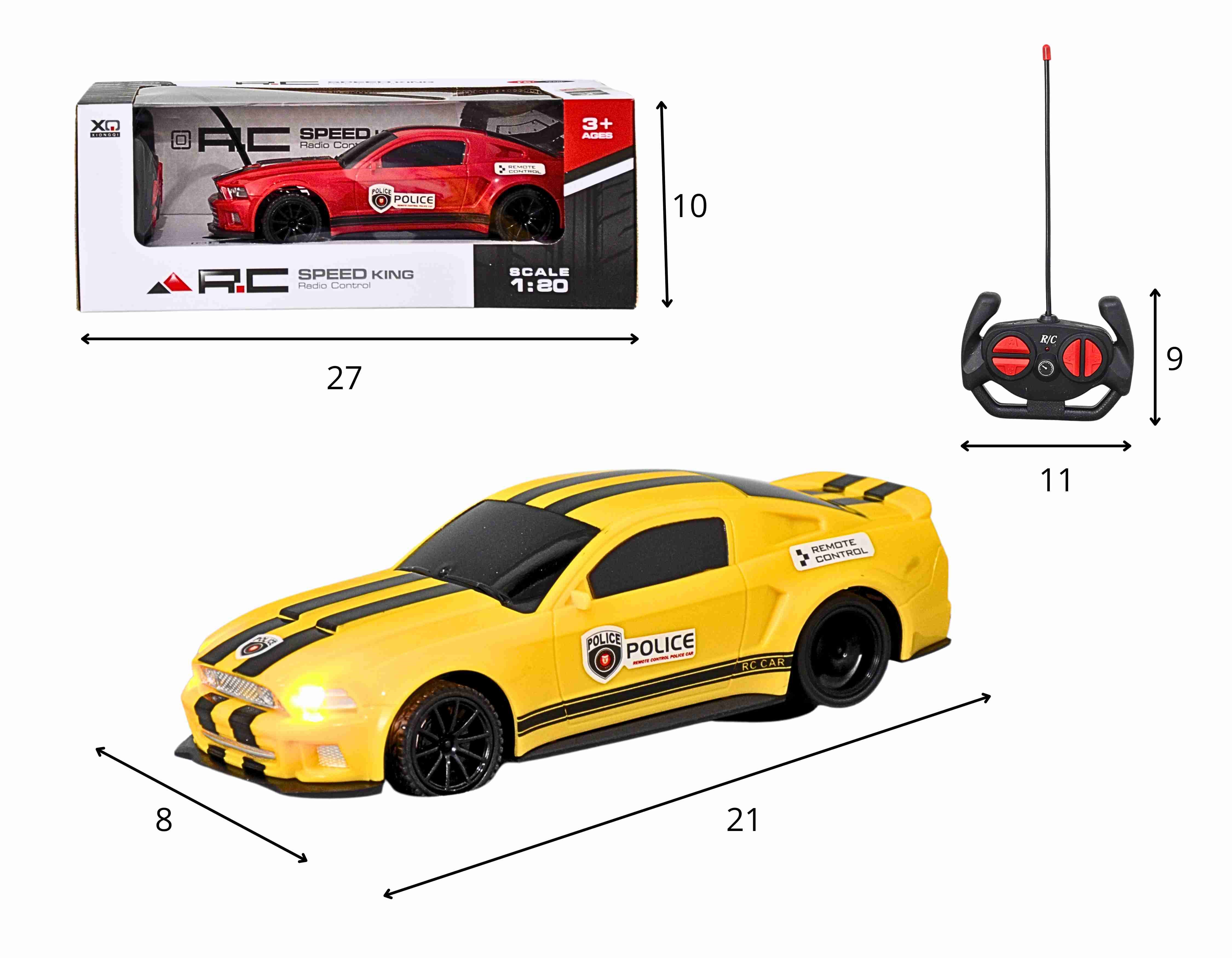 F - CARRO DE CONTROLE TOTAL MUSTANG POLICIA COM CORES VARIADAS