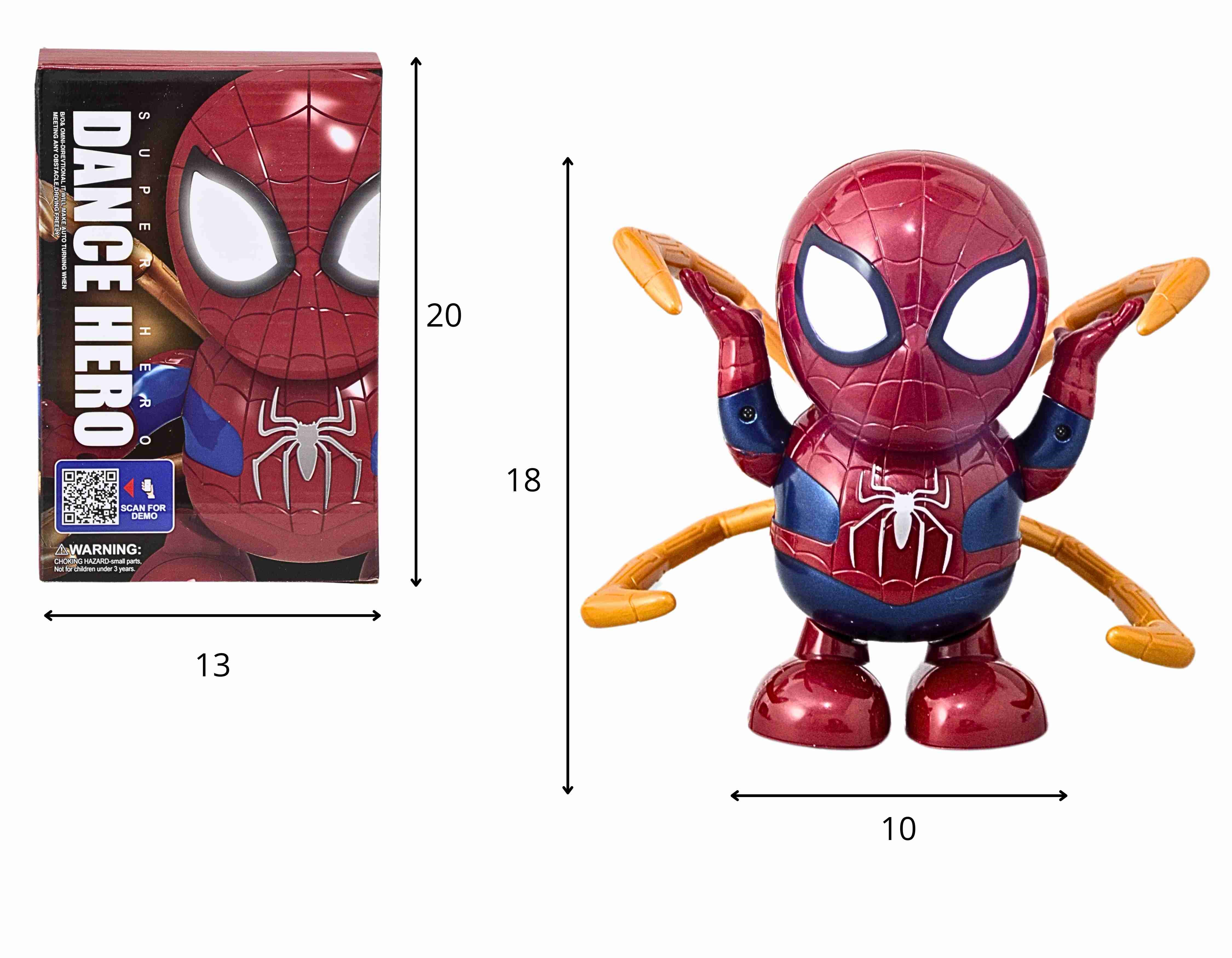 D - ROBO SPIDERMAN A PILHA QUE DANÇA COM SOM E ILUMINAÇÃO 