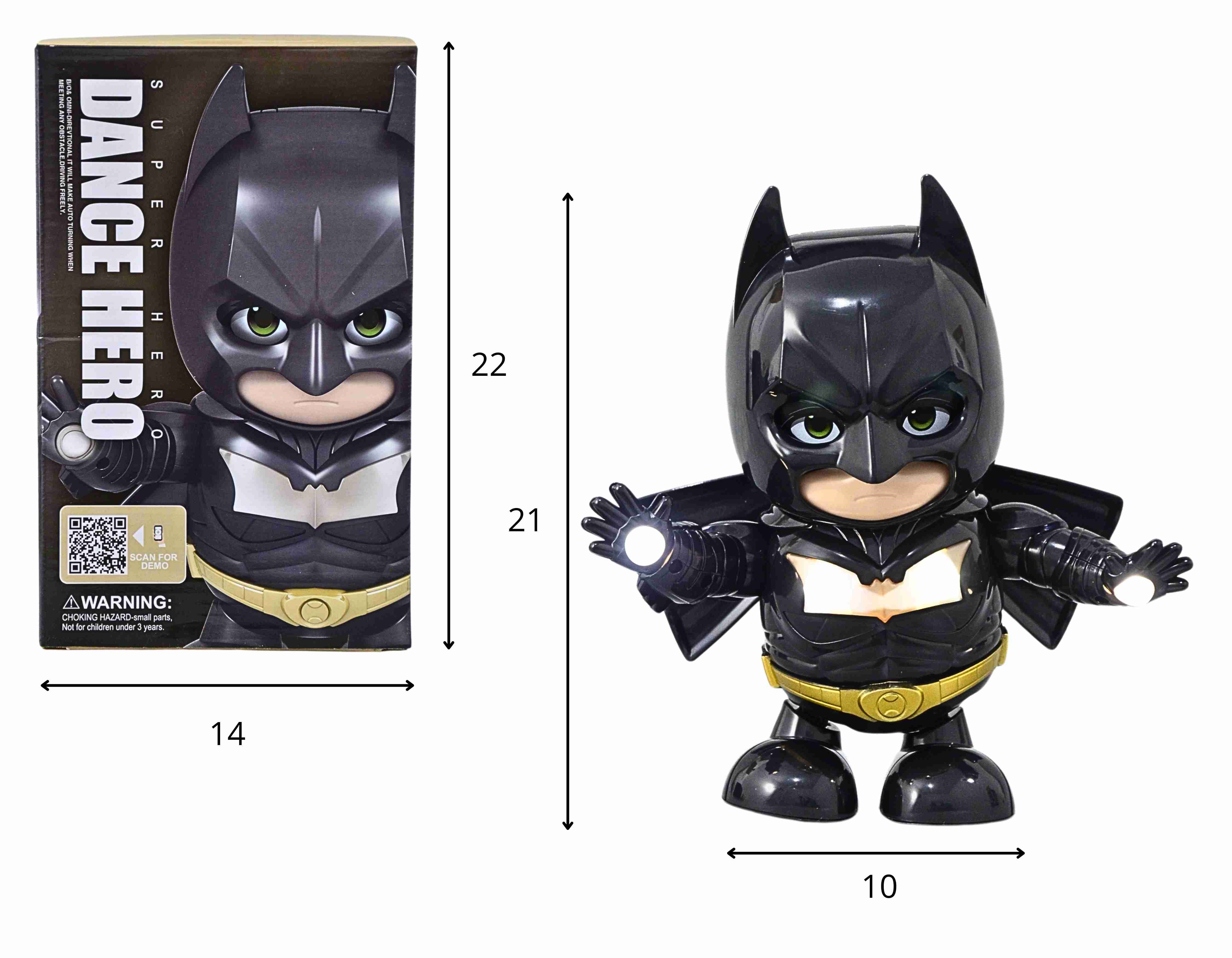 D - ROBO BATMAN A PILHA QUE DANÇA COM SOM E ILUMINAÇÃO 