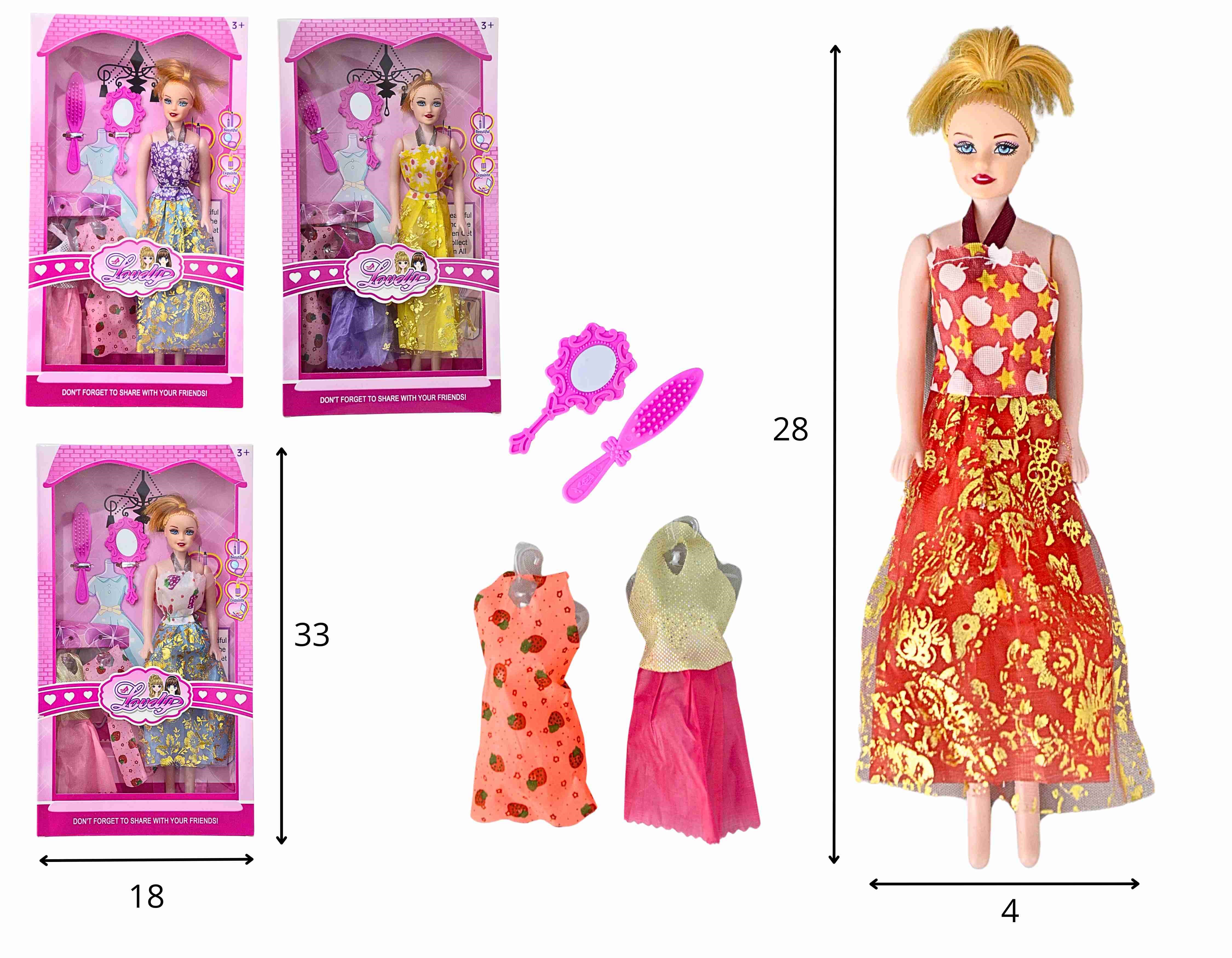 C - BONECA LOVELY COM VESTIDOS E ACESSÓRIOS COM MODELOS VARIADOS