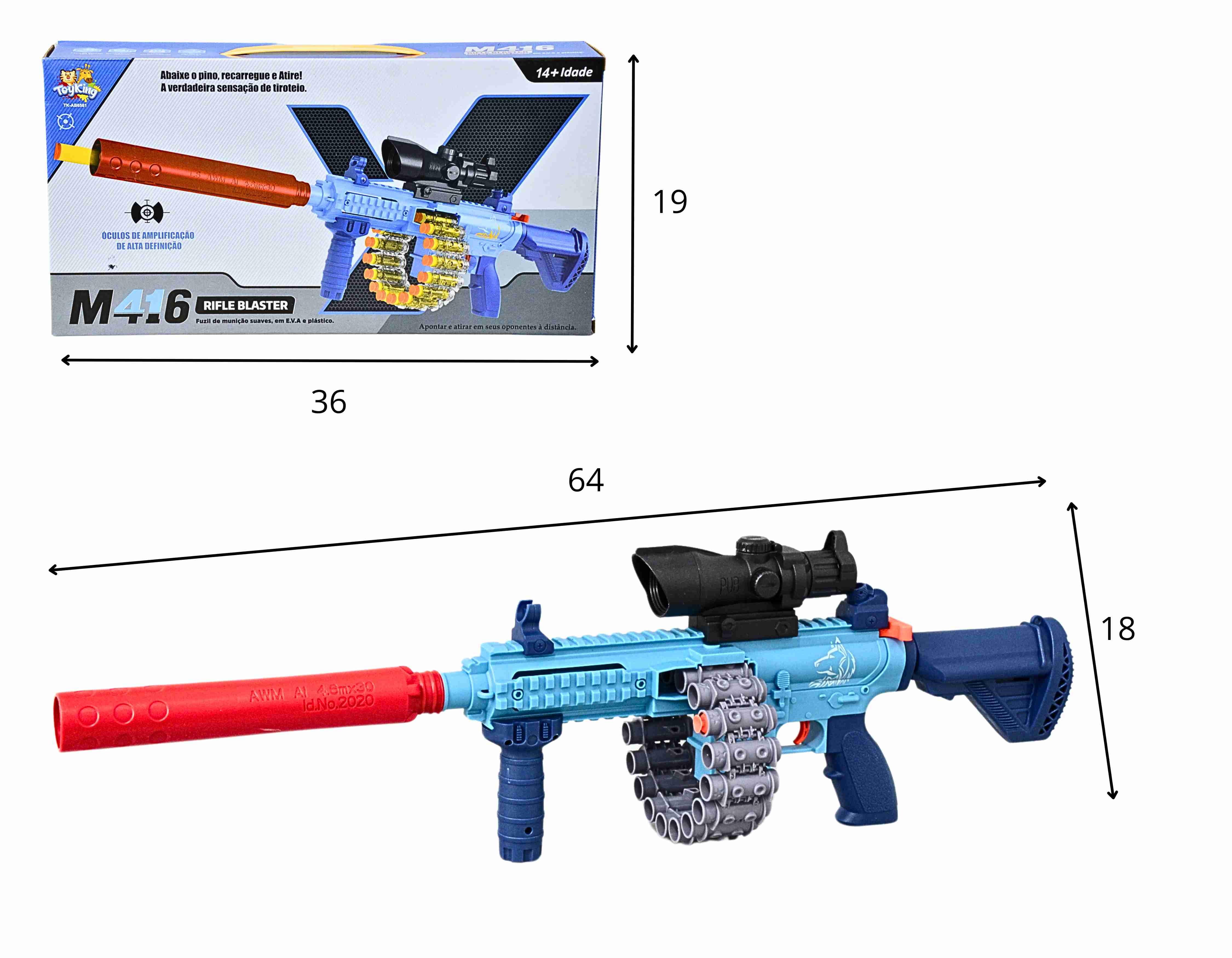 K - RIFLE M416 LANÇA DARDOS, ACOMPANHA 20 DARDOS NA CAIXA COM CORES VARIADAS