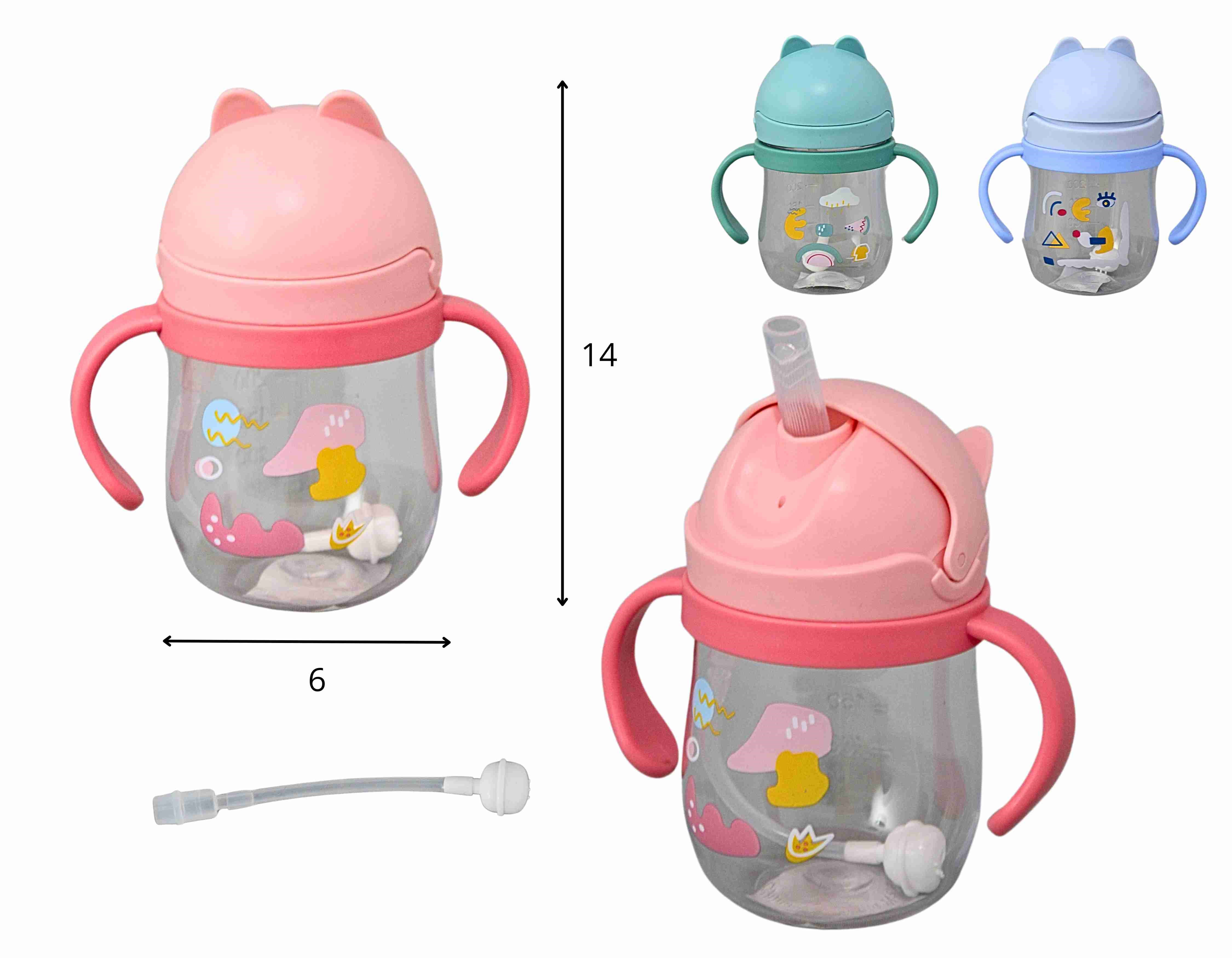 A - GARRAFA INFANTIL COM ALÇA, VALVULA DE SEGURANÇA E CORES VARIADAS 250 ML