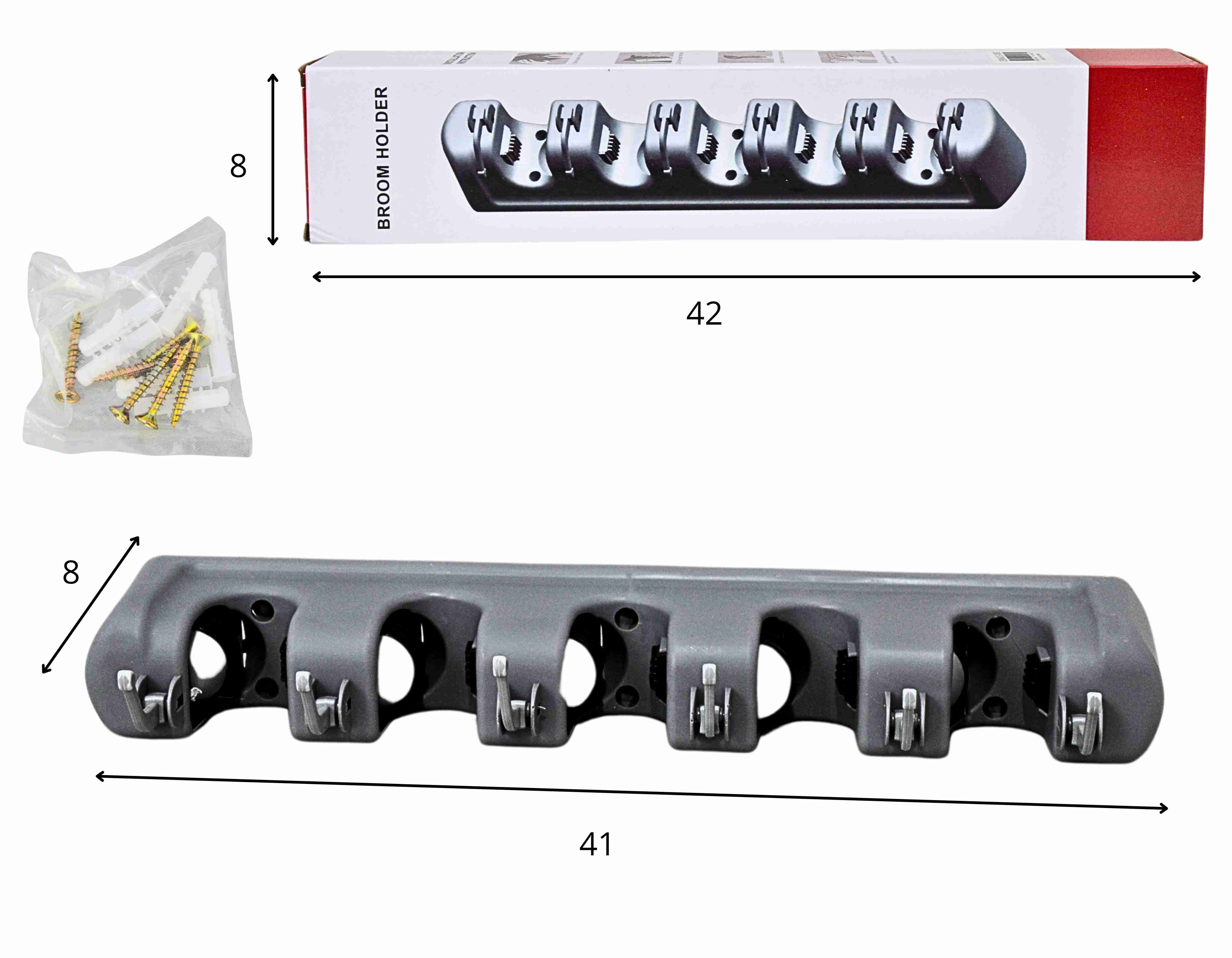 Z - SUPORTE MULTIUSO ORGANIZADOR PARA VASSOURA E RODOS C/ 11 LUGARES