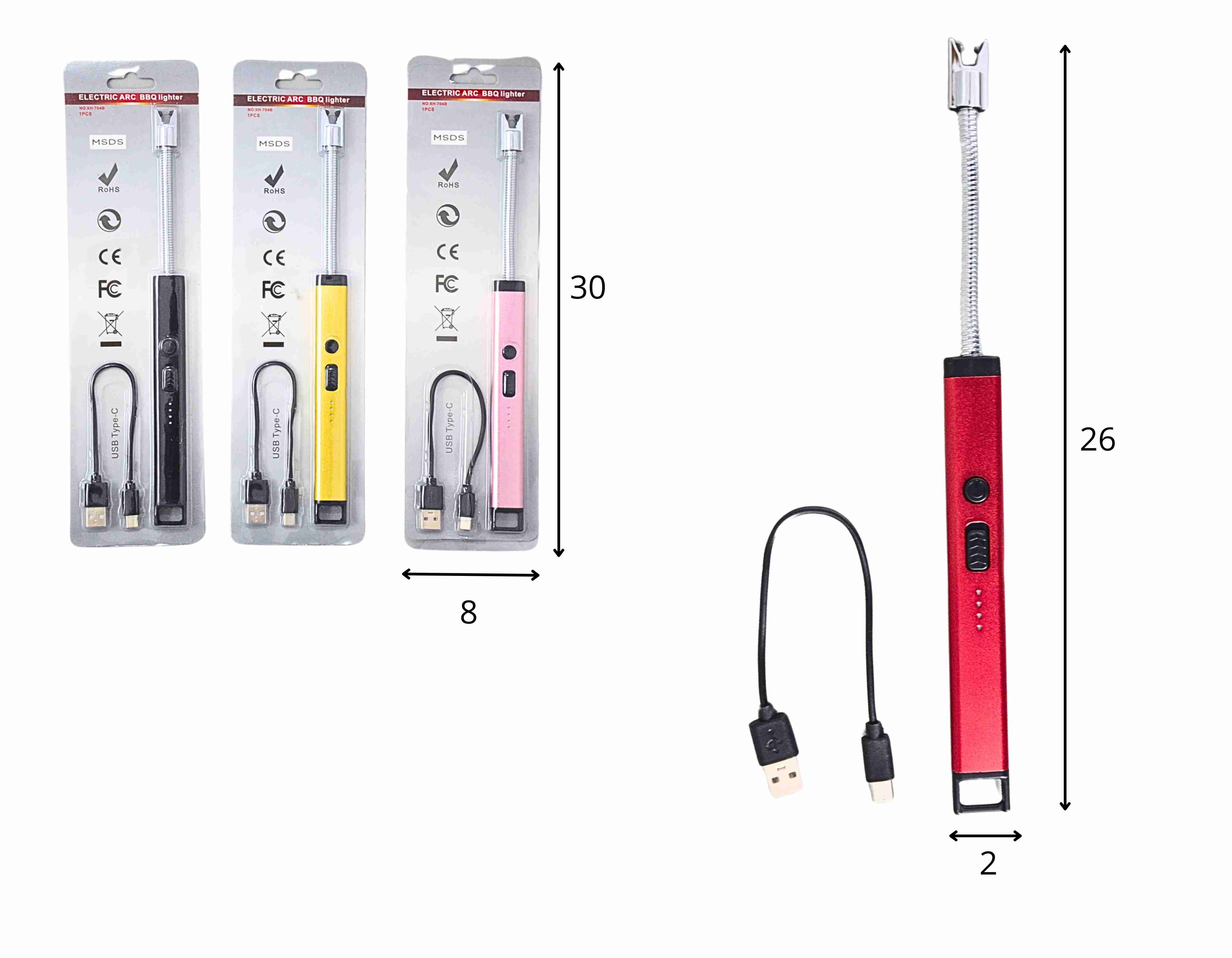 Z - ACENDEDOR ELETRICO RECARREGAVEL C/ LUZ E CORES VARIADAS