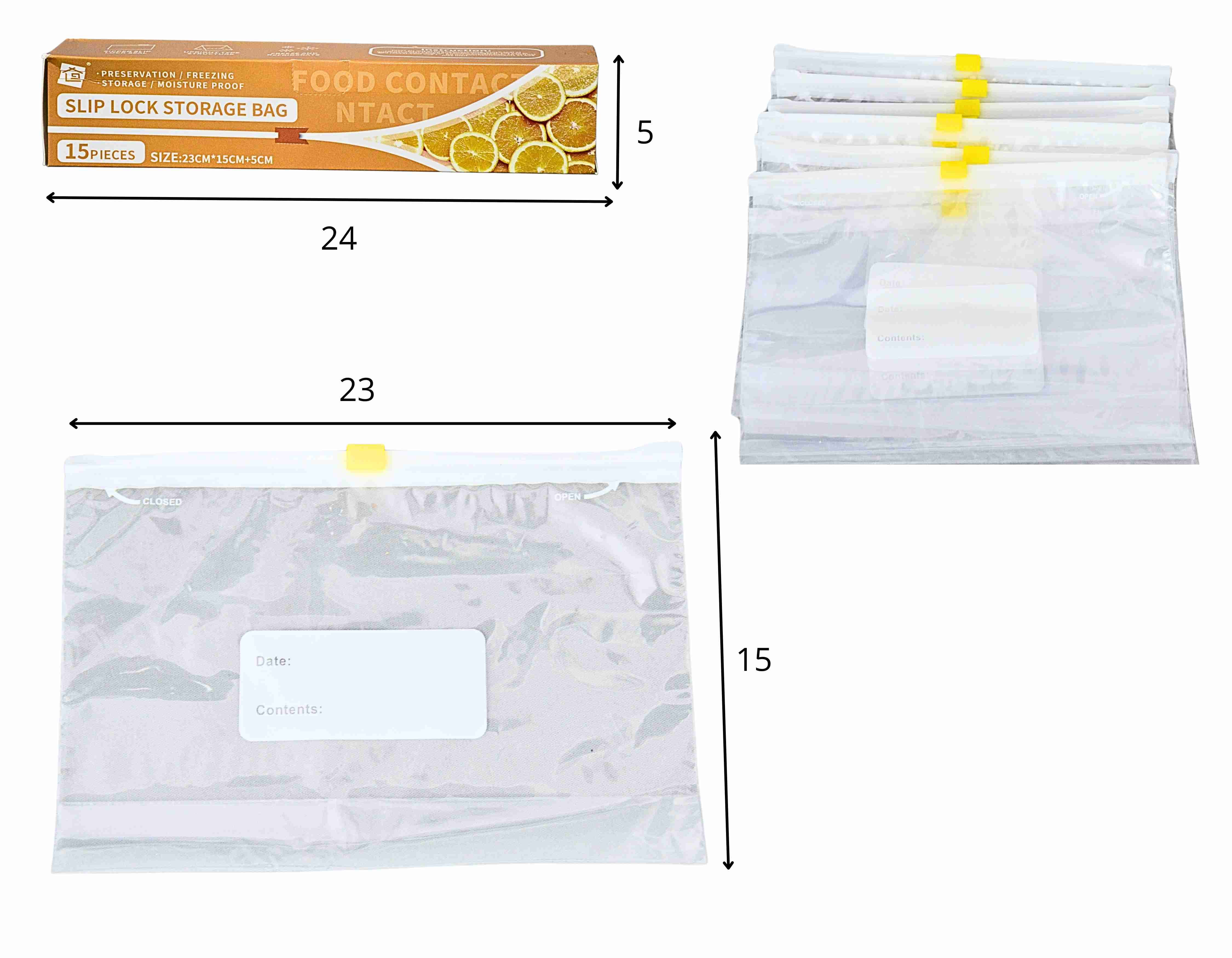 Z - SACO PLASTICO A VACUO SLIP LOCK BAG COM ZIPER 23X15X5CM