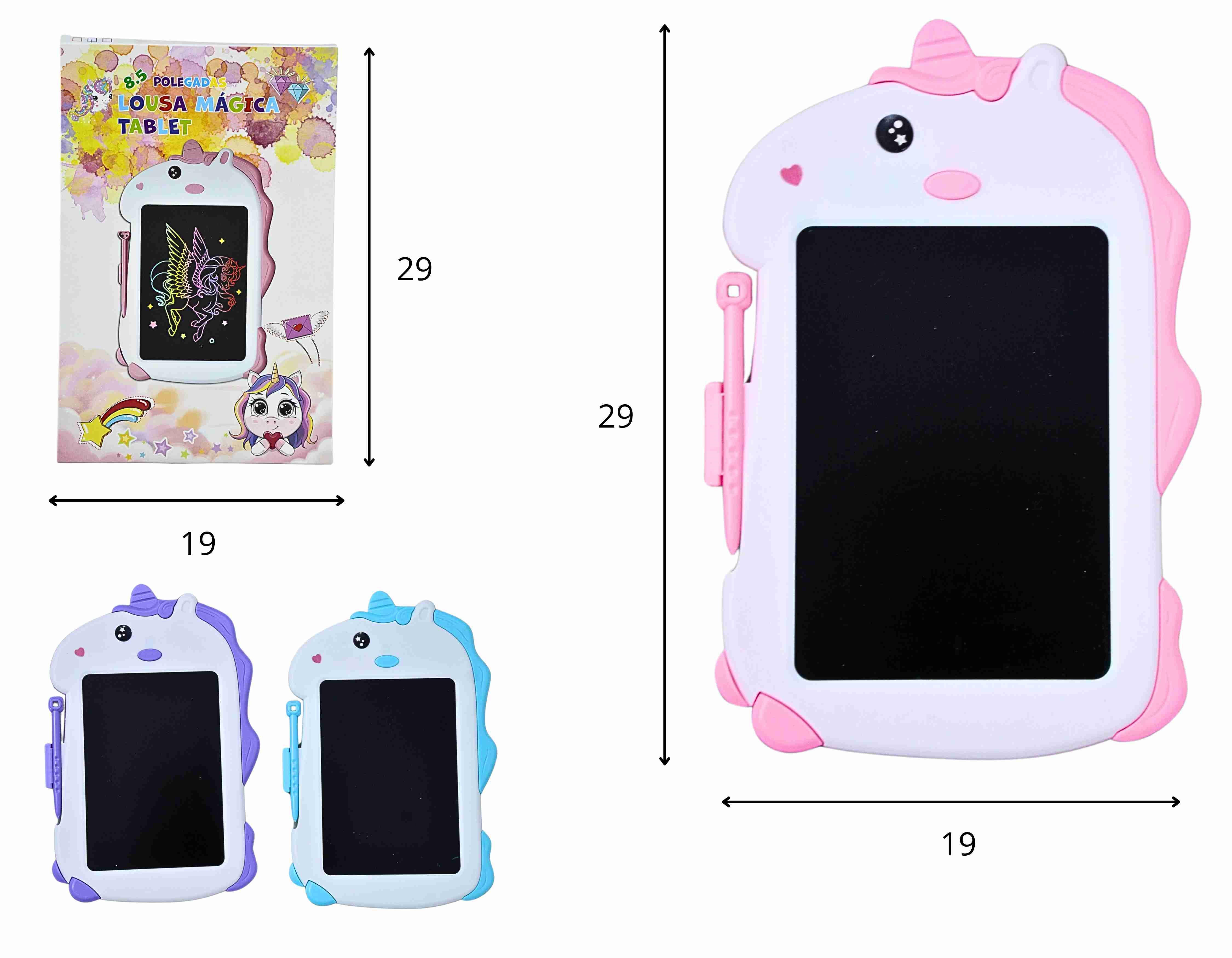 A - LOUSA MÁGICA LCD TEMA UNICORNIO COLORIDA A BATERIA COM CORES VARIADAS