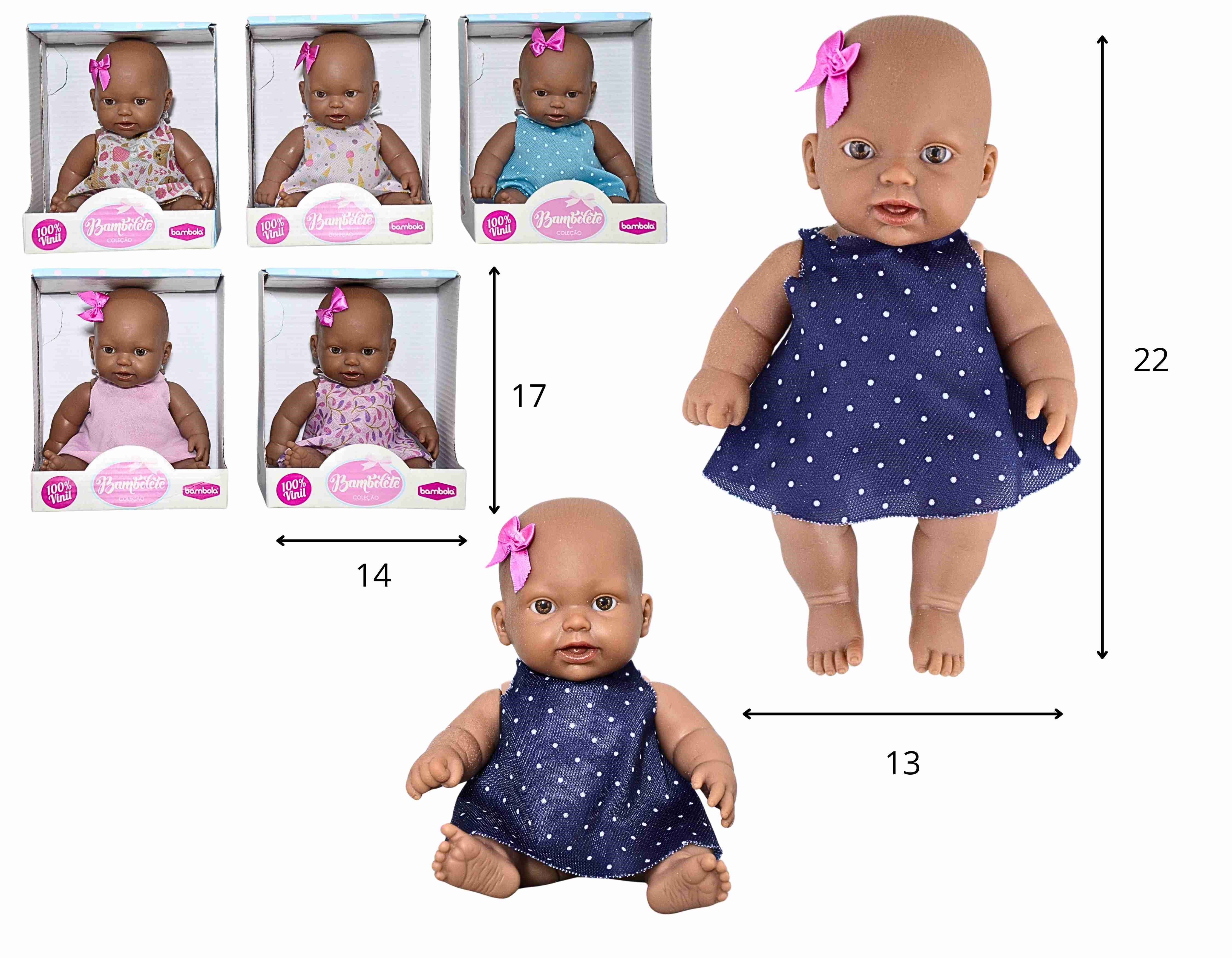 C - BONECA BAMBOLETE NEGRA COLEÇAO COM VESTIDOS VARIADOS 100% VINIL