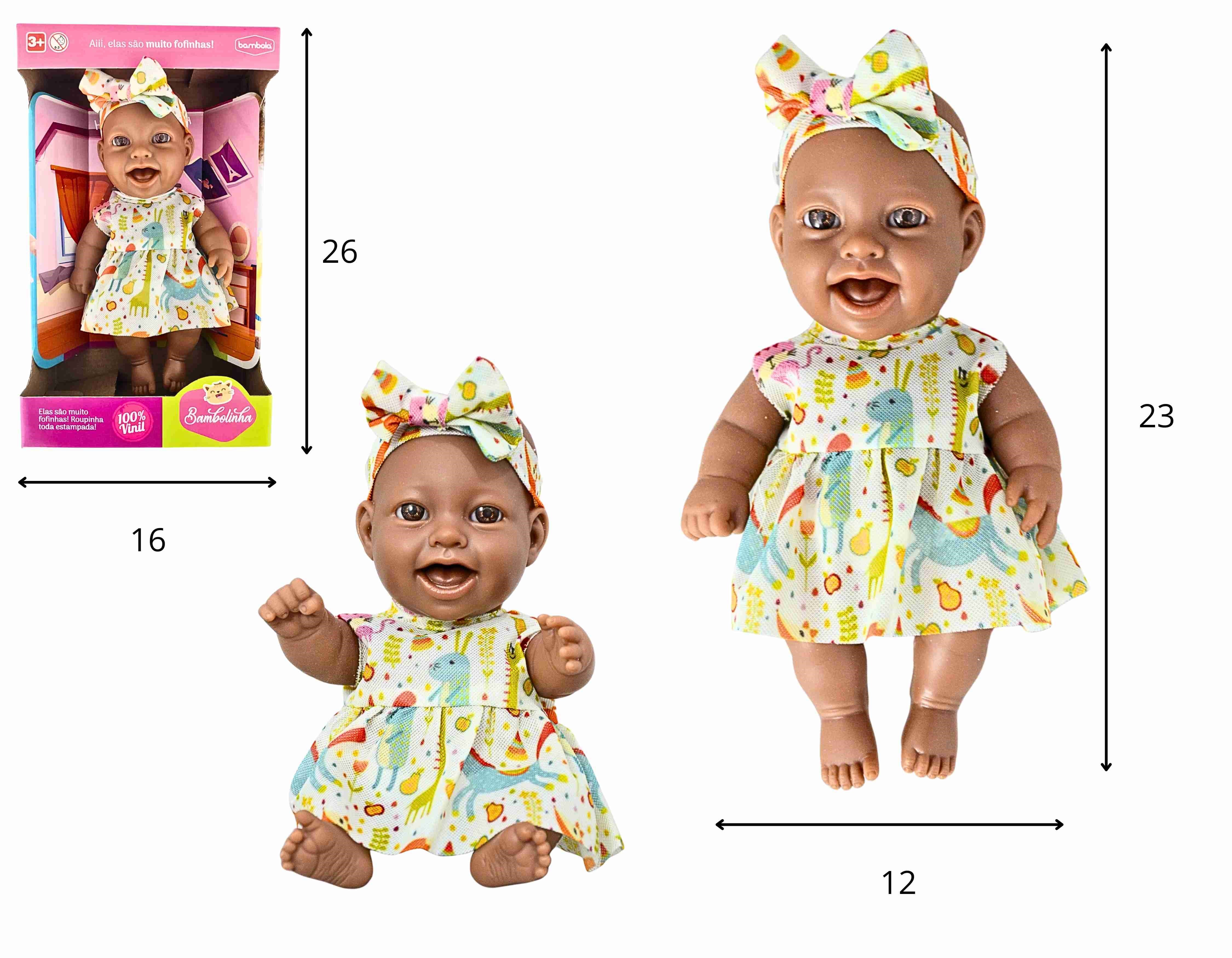 C - BONECA BAMBOLINHA NEGRA COM VESTIDOS VARIADOS 100% VINIL