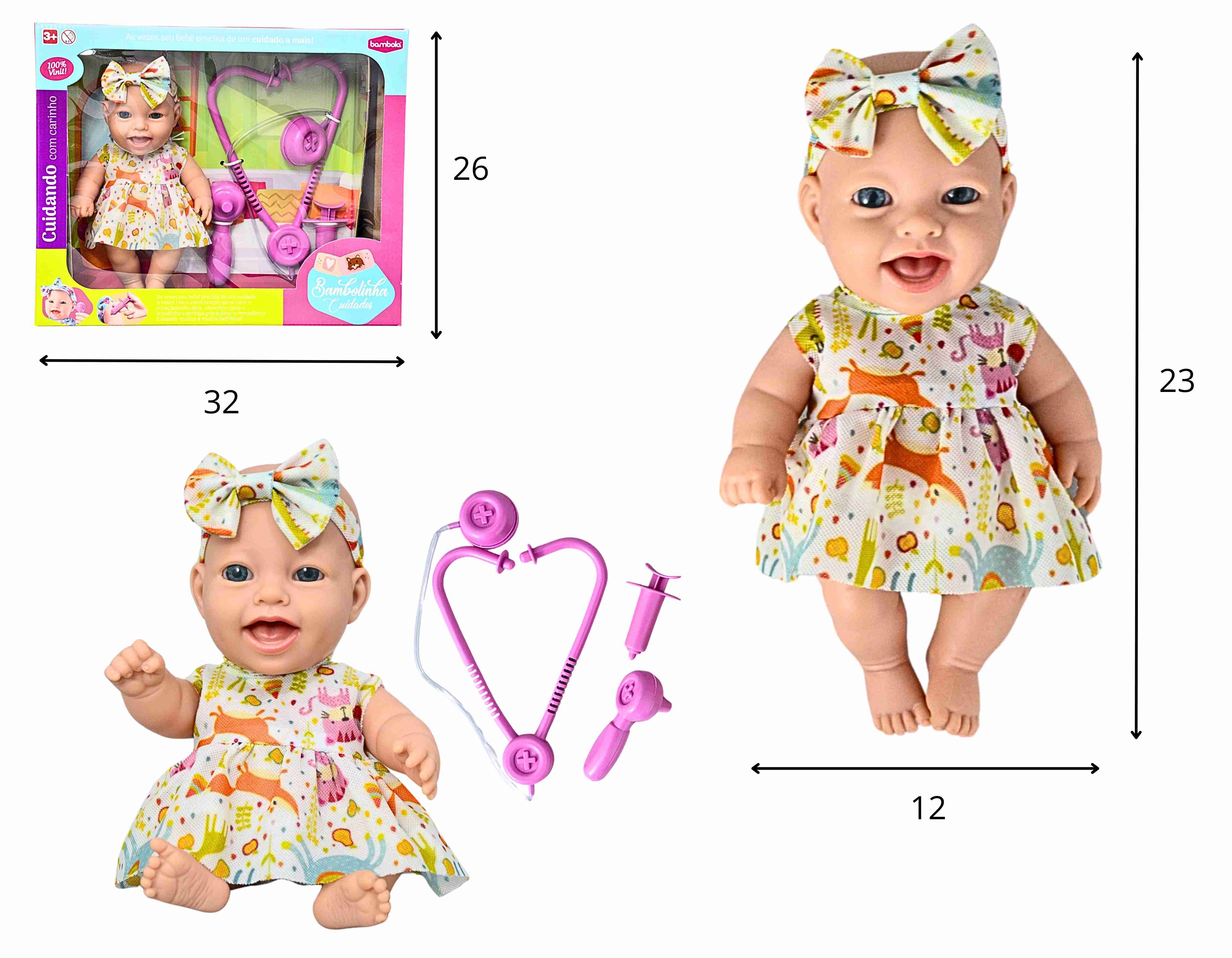 C - BONECA BAMBOLINHA COM ACESSORIOS MEDICOS E VESTIDOS VARIADOS 100% VINIL