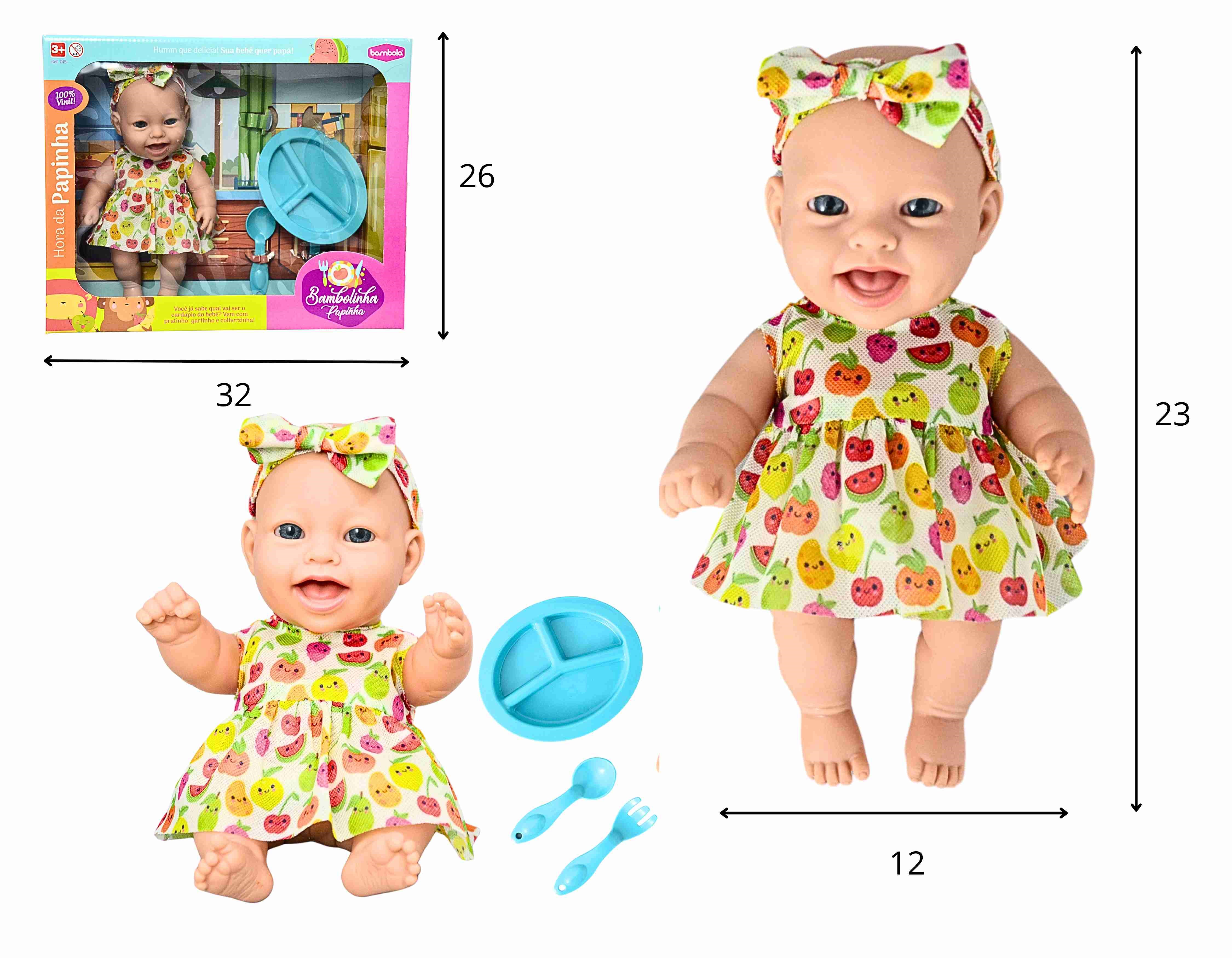 C - BONECA BAMBOLINHA PAPINHA COM ACESSORIOS E VESTIDOS VARIADOS 100% VINIL
