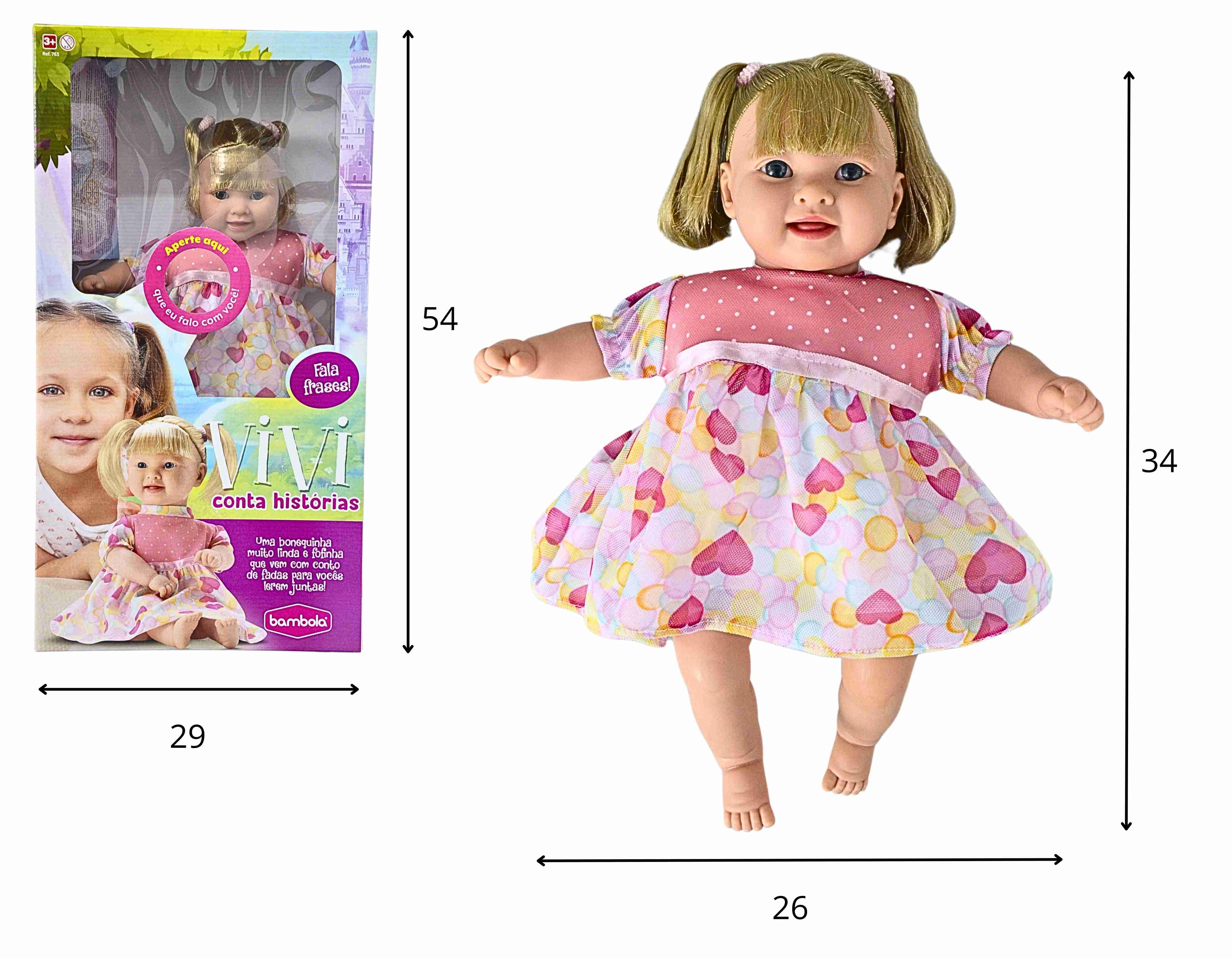 C - BONECA VIVI CONTA HISTORIAS COM VESTIDOS VARIADOS.(GRANDE)