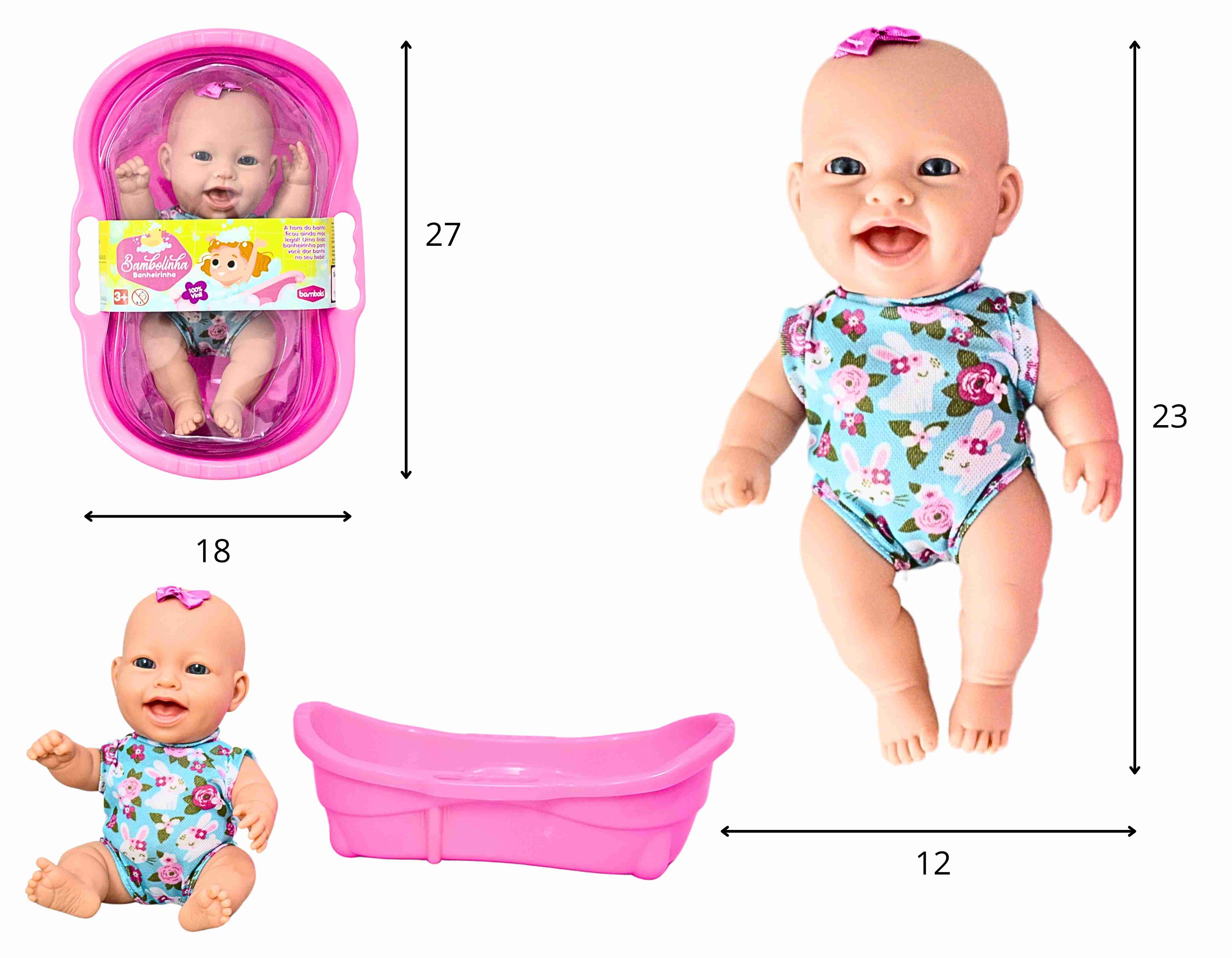 C - BONECA BAMBOLINHA NA BANHEIRINHA 100% VINIL