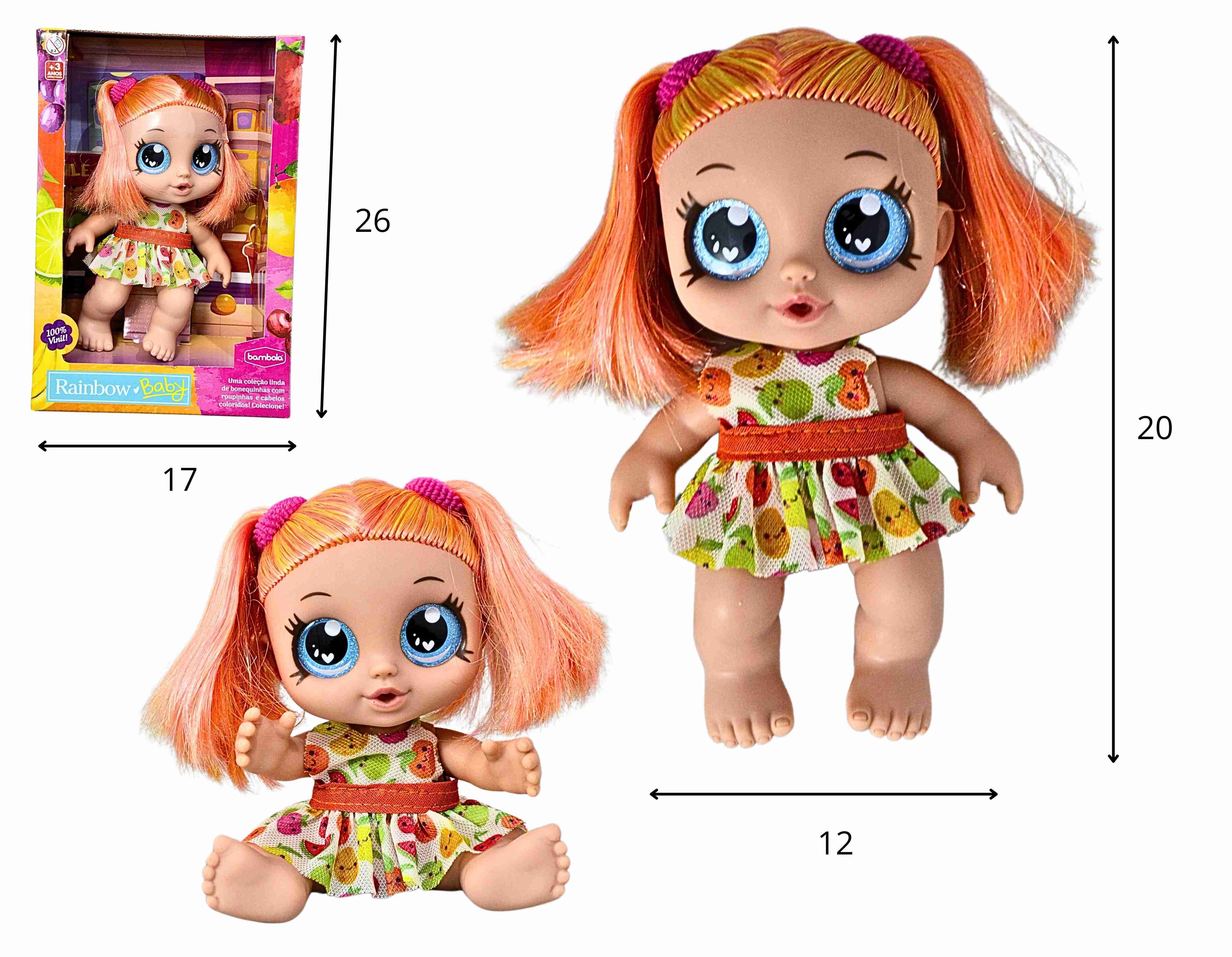 C - BONECA RAINBOW BABY FRUTAS TEMA LARANJA 100% VINIL