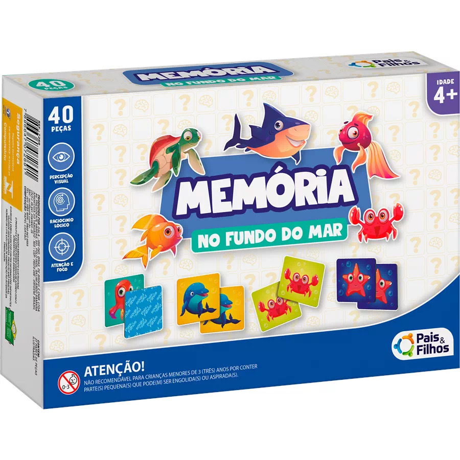 X - JOGO DA MEMORIA NO FUNDO DO MAR COM 40 PECAS