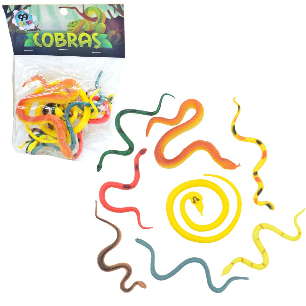 A - KIT ANIMAIS COBRAS EMBORRACHADA COM 5 PECAS