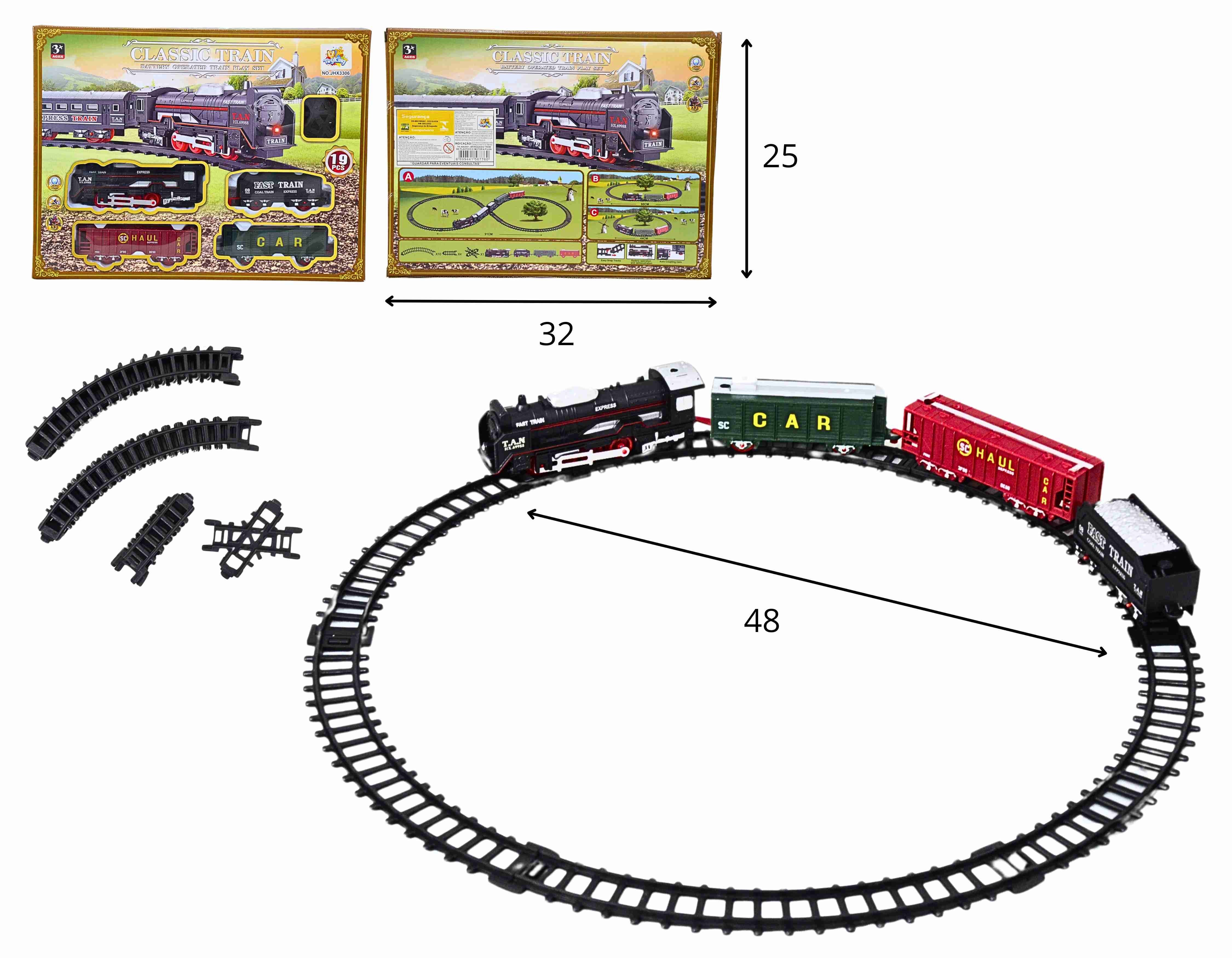 G - FERRORAMA CLASSIC TRAIN A PILHA COM 19 PEÇAS