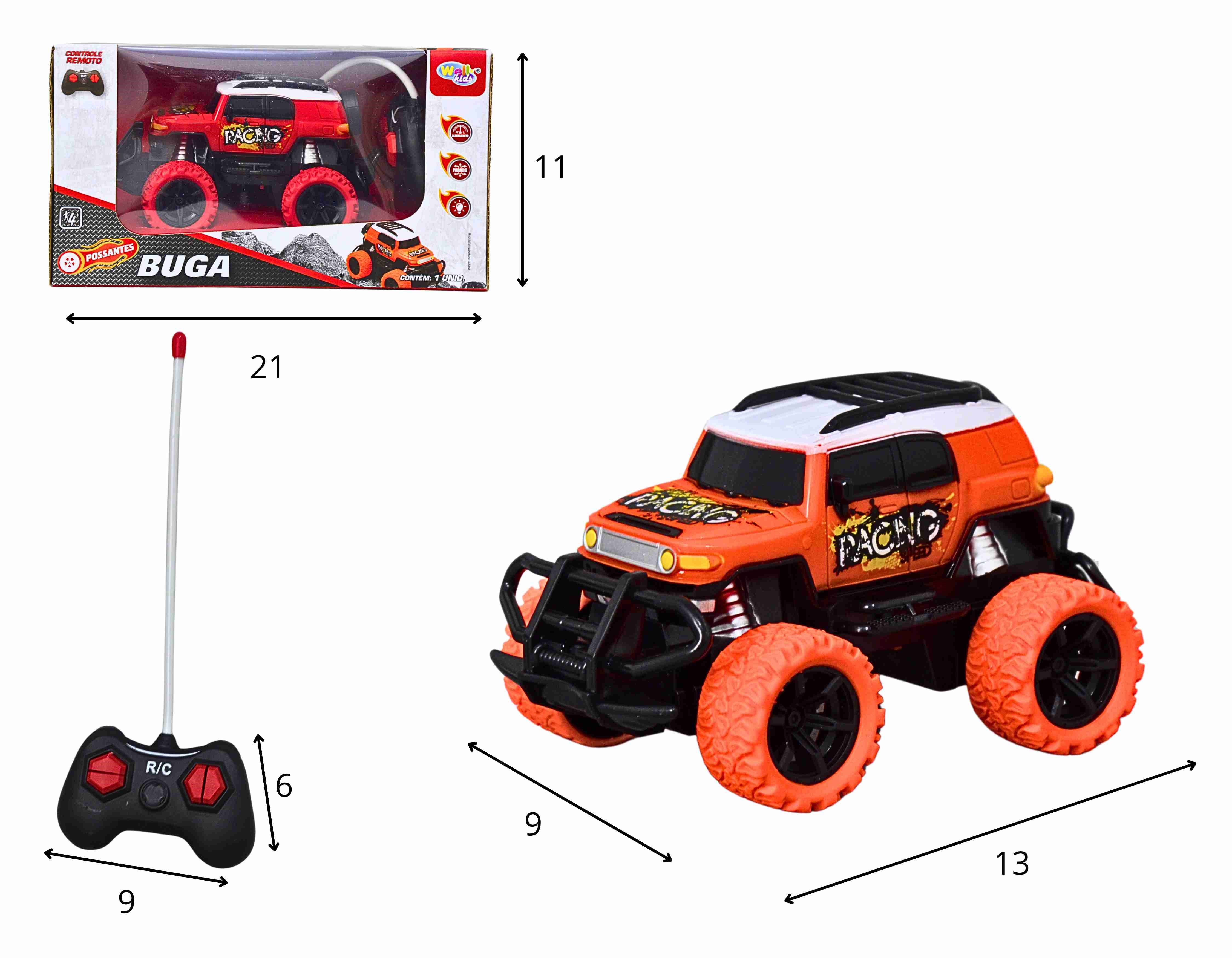 F - PICKUP DE CONTROLE TOTAL BIGFOOT COM CORES VARIADAS E LUZ
