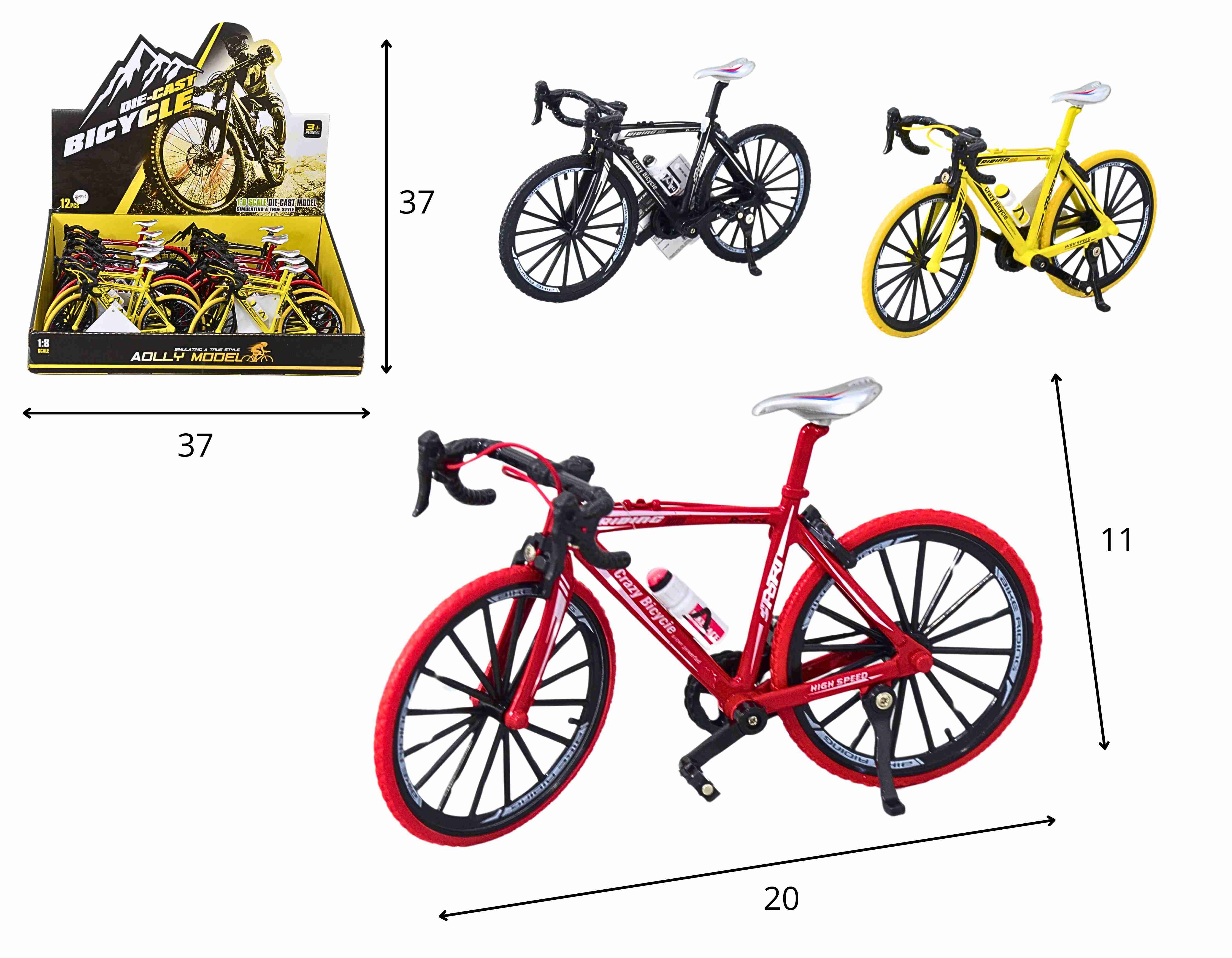 C - KIT COLEÇÃO BIKE DE METAL COM CORES VARIADAS NO DISPLAY COM 12 PECAS