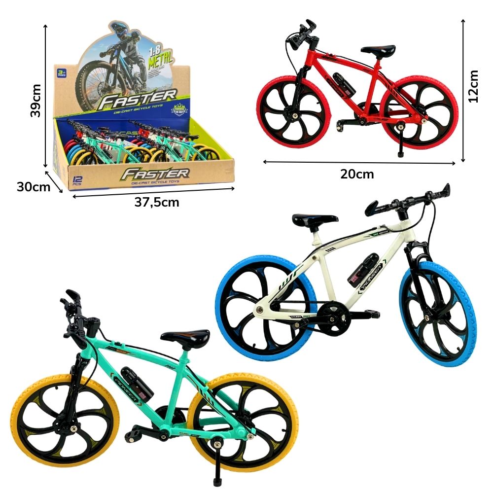 C - KIT COLEÇÃO BIKE DE METAL COM CORES VARIADAS NO DISPLAY COM 12 PECAS