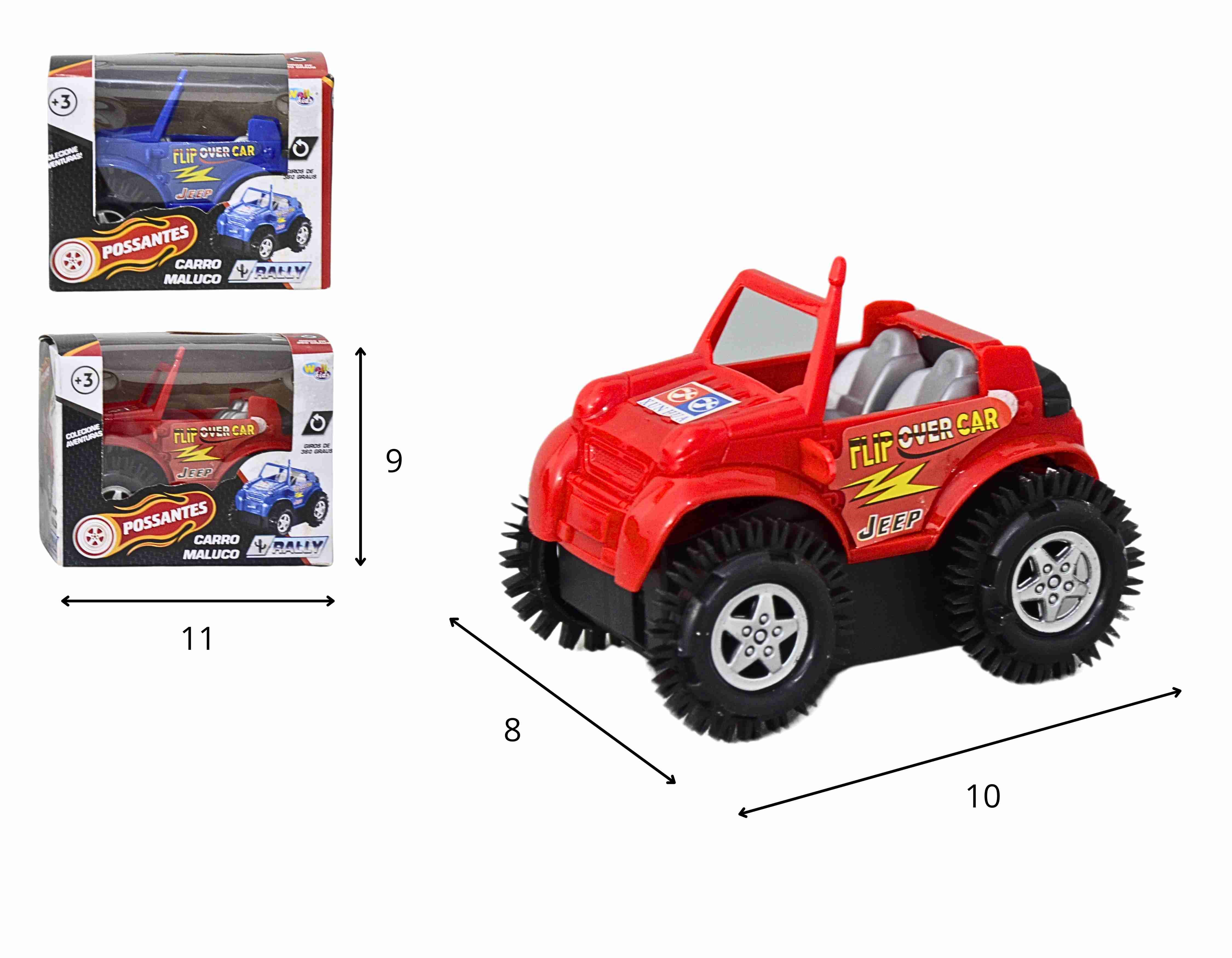 D - CARRO JEEP CAMBALHOTA Á PILHA COM SOM E ILUMINAÇÃO E CORES VARIADAS